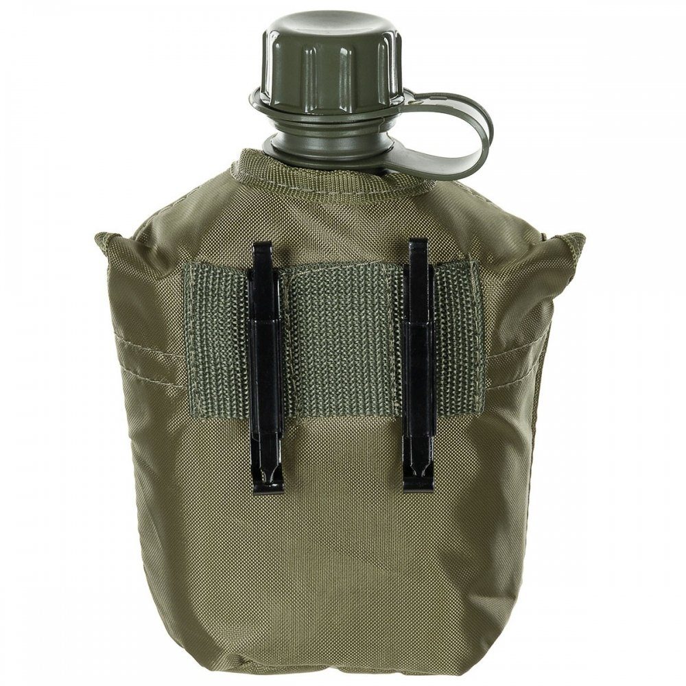 MFH Feldflasche US Plastikfeldflasche, Nylonbezug, oliv, 1 l, BPA-frei