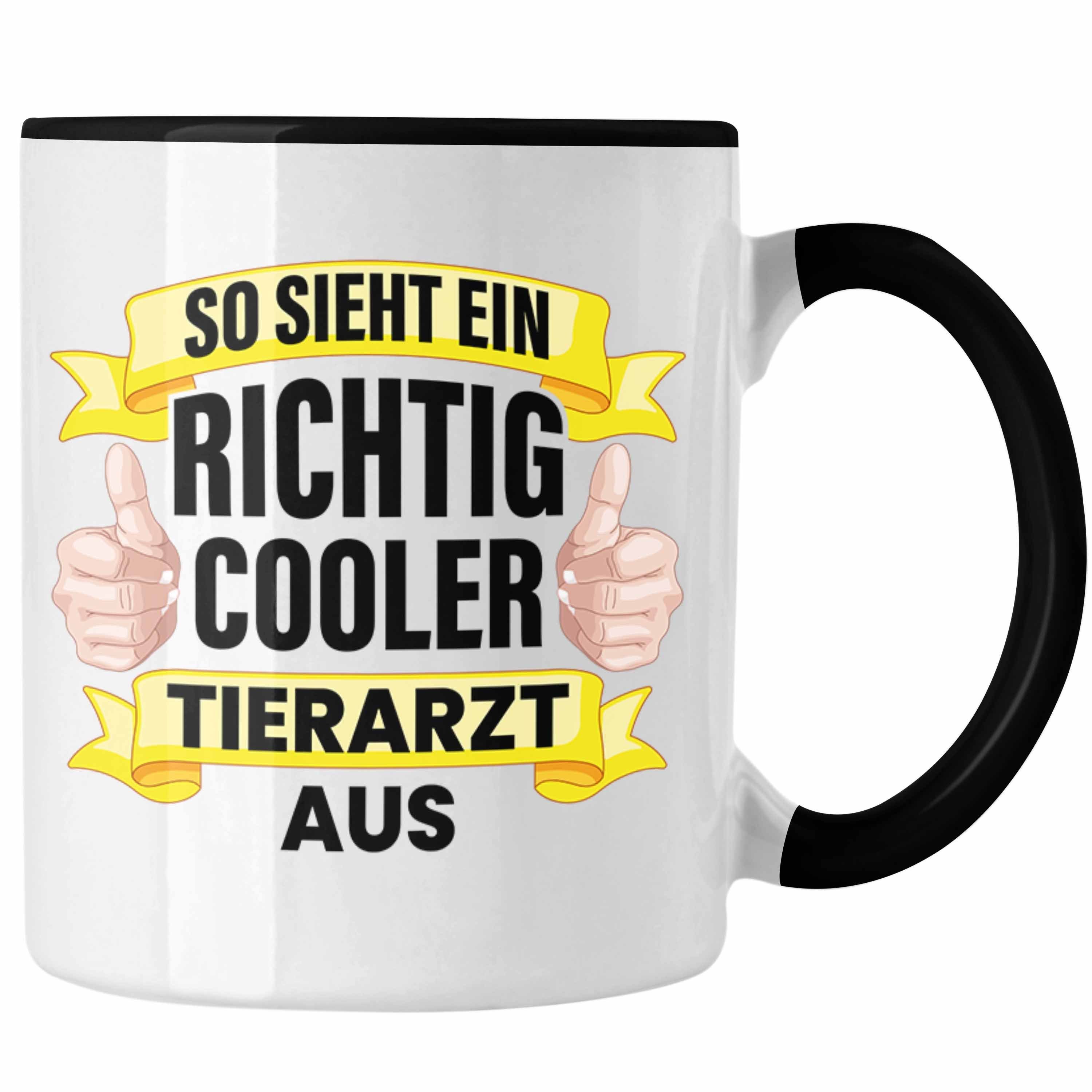 Trendation Tasse Trendation - Tierarzt Geschenk Tasse Geschenkidee für Tierärzte Spruch Becher Kaffeetasse Veterinär Pferdearzt Tiermedizin Schwarz