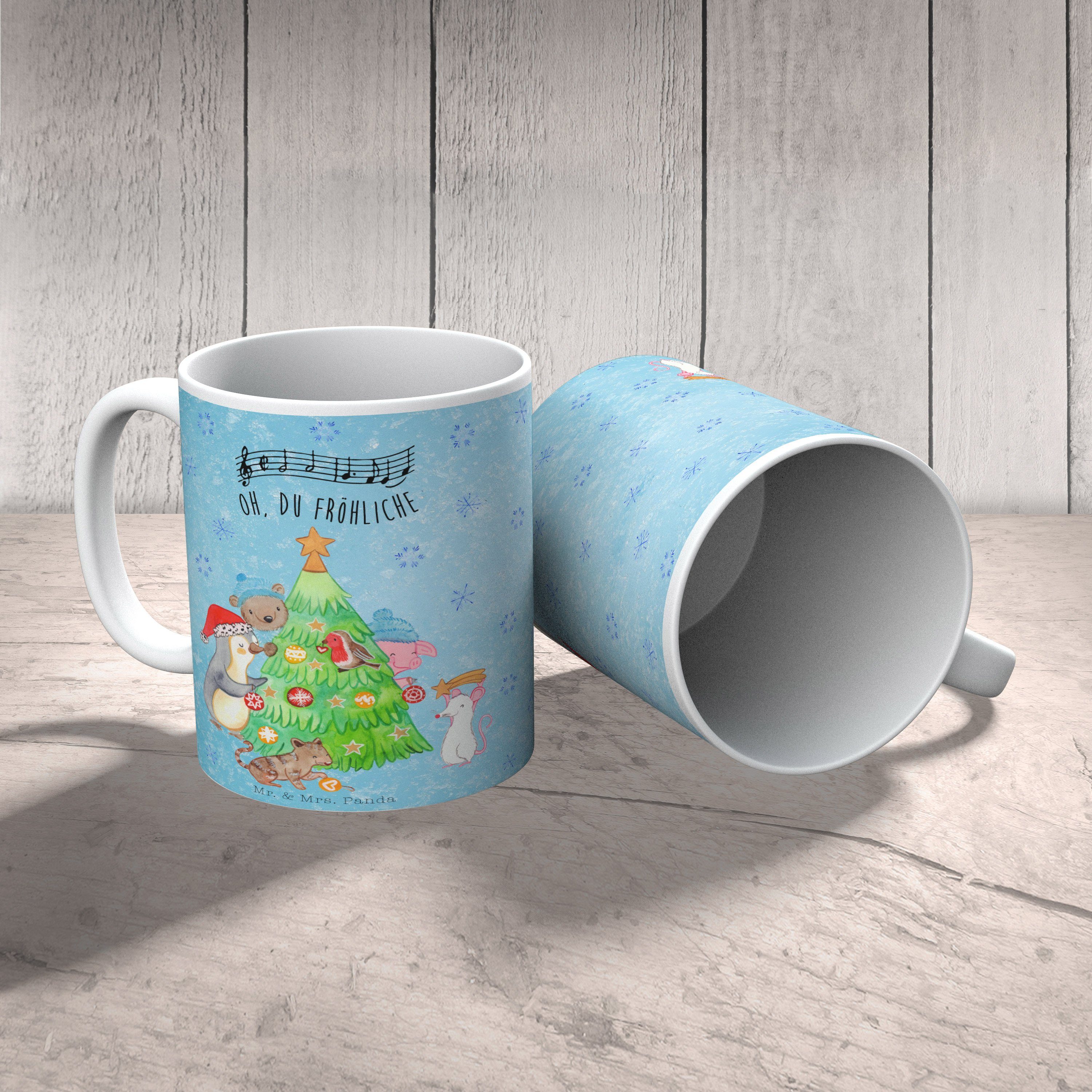 Mr. & Mrs. Panda Tasse H, schmücken Weihnachtsbaum Kaffeetasse, Geschenk, Advent, - Eisblau Keramik 