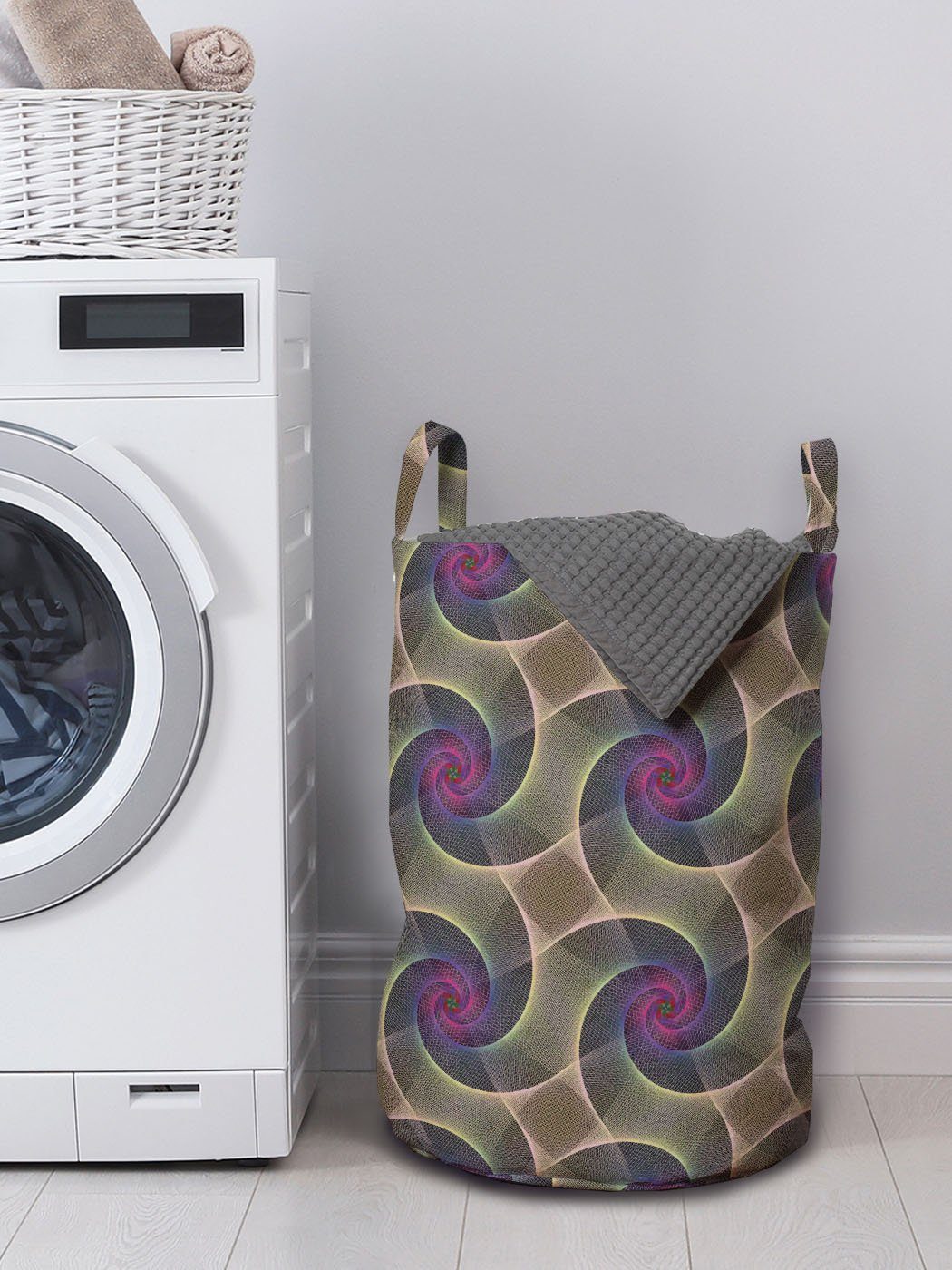 Visuelles Kunst Abakuhaus Design mit für Wäschesäckchen Wäschekorb Vortex Griffen Kordelzugverschluss Abstrakt Waschsalons,