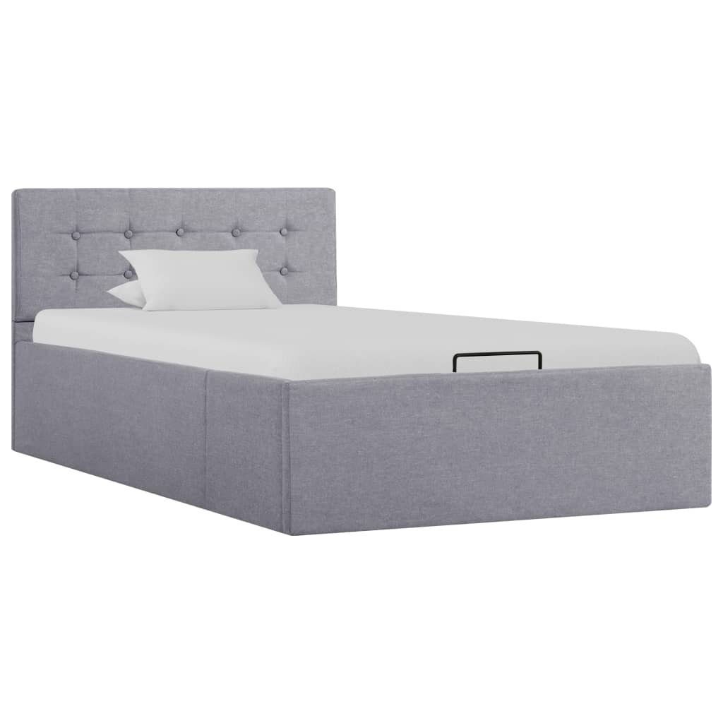 vidaXL Stauraumbett aus Stoff in Hellgrau (LxBxH: 211x98x73 cm)