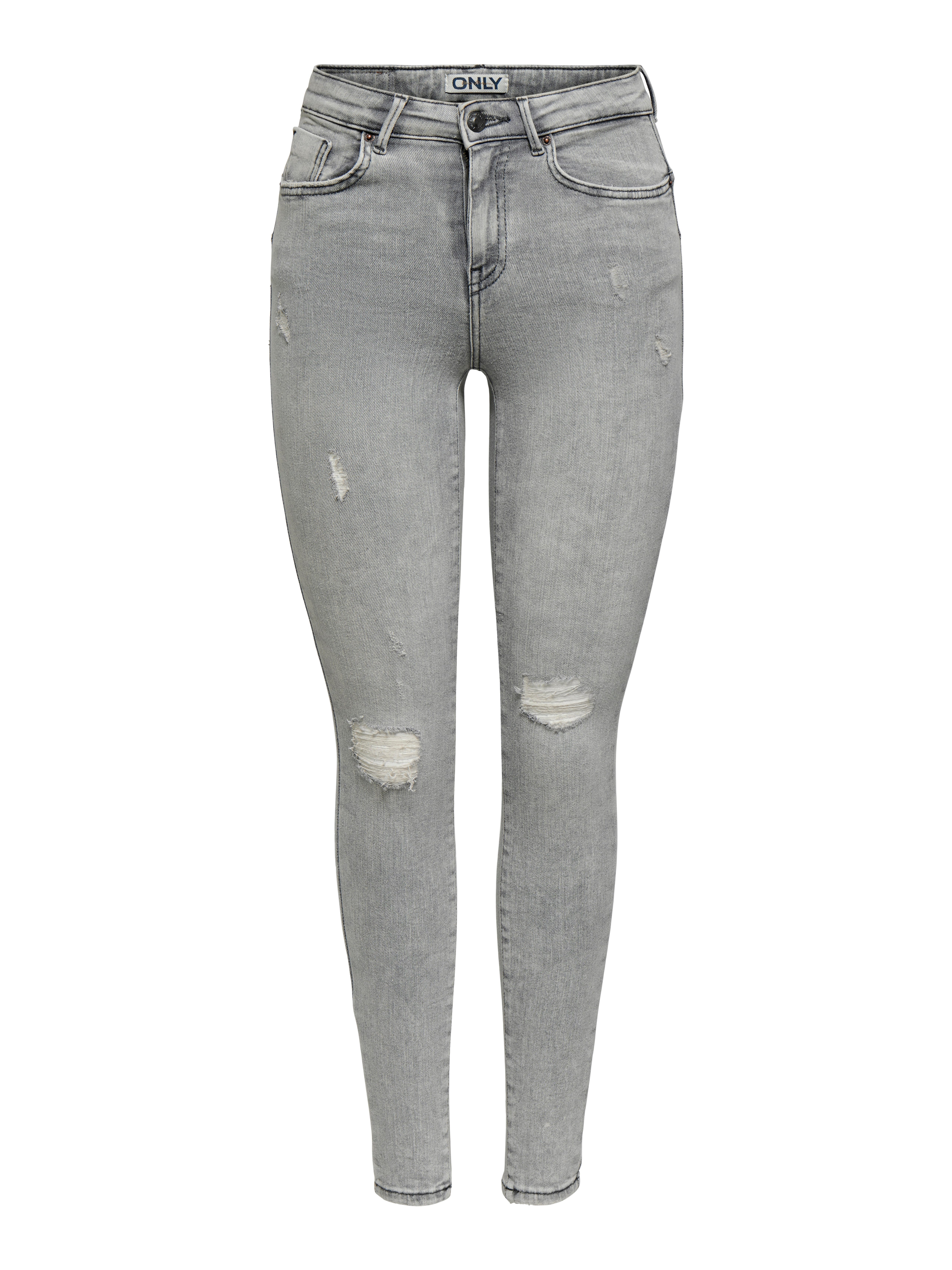ONLY Skinny-fit-Jeans ONLPOWER MW PUSH UP ANK DES DNM AZ mit Destroyed-Details