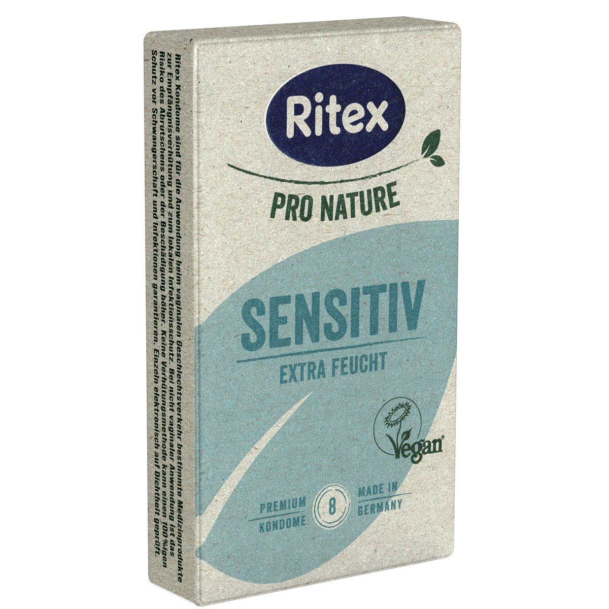 Ritex Kondome PRO NATURE Sensitiv Packung mit, 8 St., umweltfreundliche und vegane Kondome mit viel Feuchtigkeit