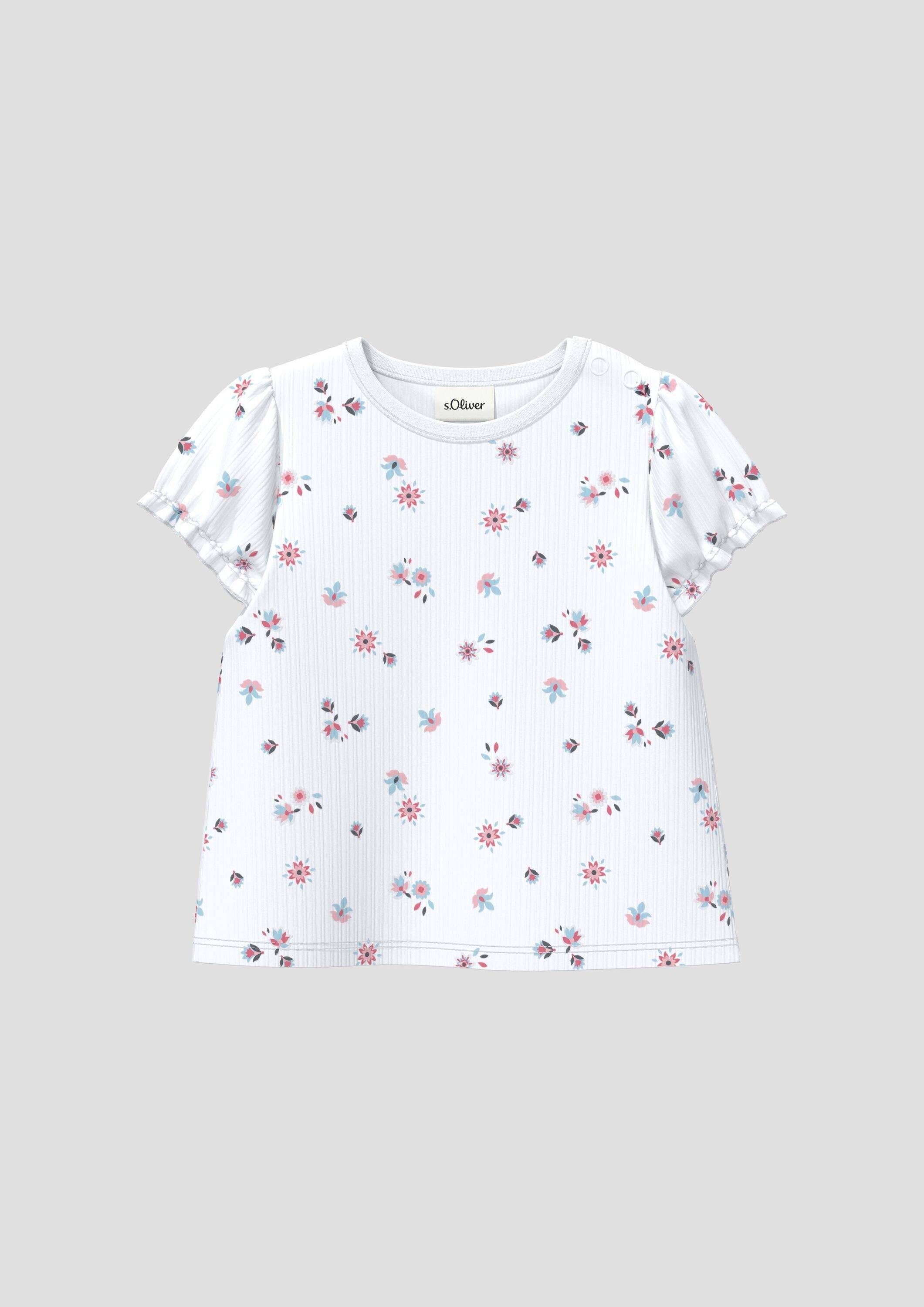 s.Oliver Kurzarmshirt T-Shirt Rippshirt im A-Shape mit Puffärmeln