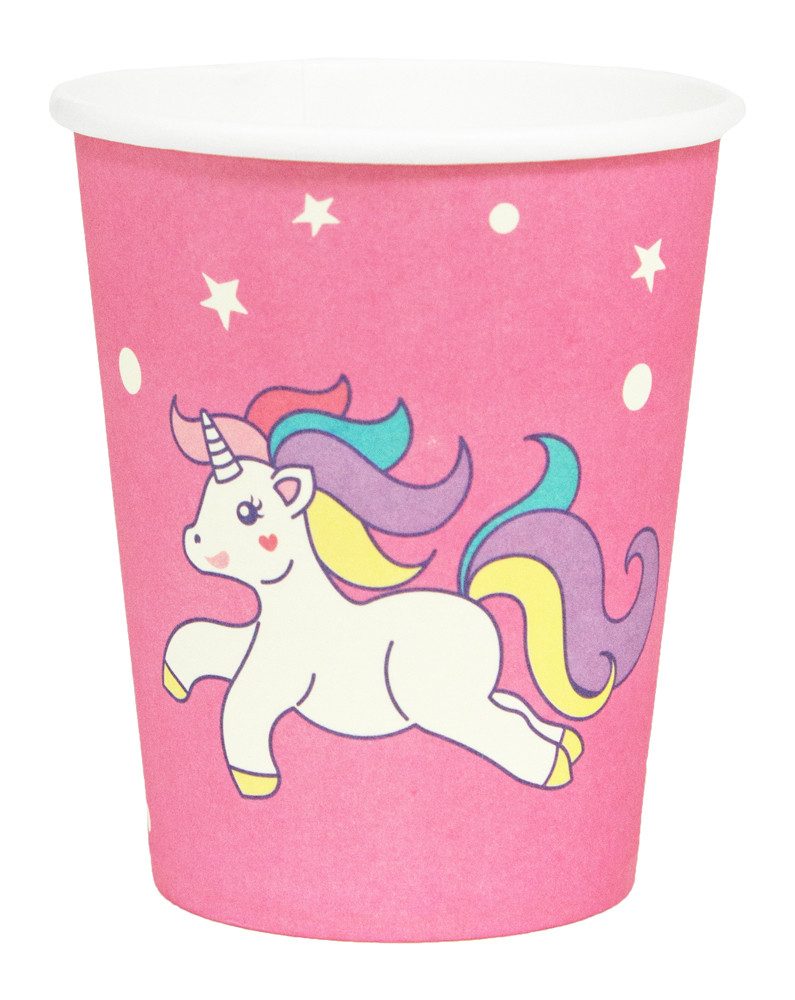 Das Kostümland Einwegbecher Einhorn Geburtstags Artikel - Pappbecher (10er Set, Papier, Pappe