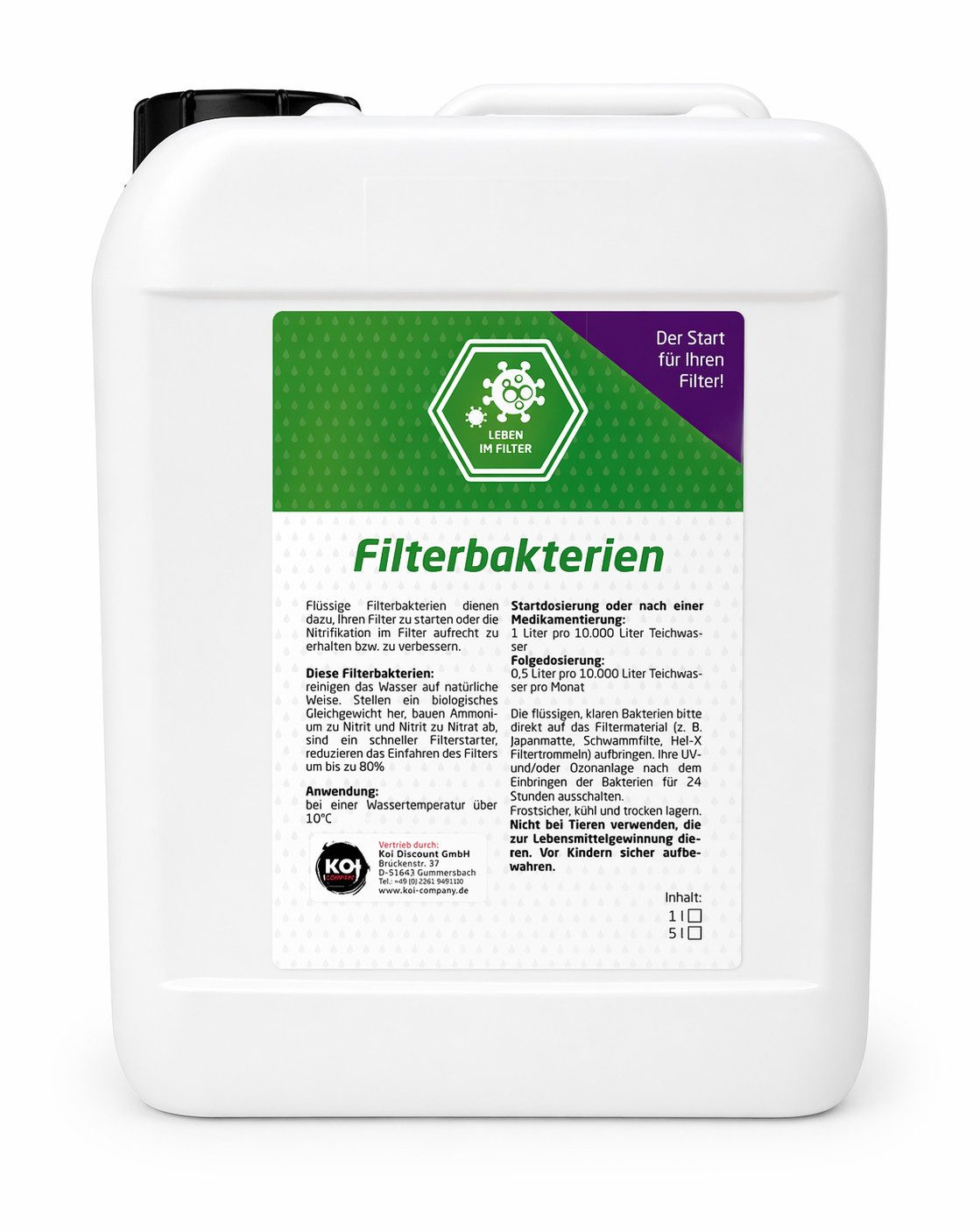 OISHII Teichpflege Filterbakterien 5L Flüssiger Filterstarter für Gartenteiche Koiteiche