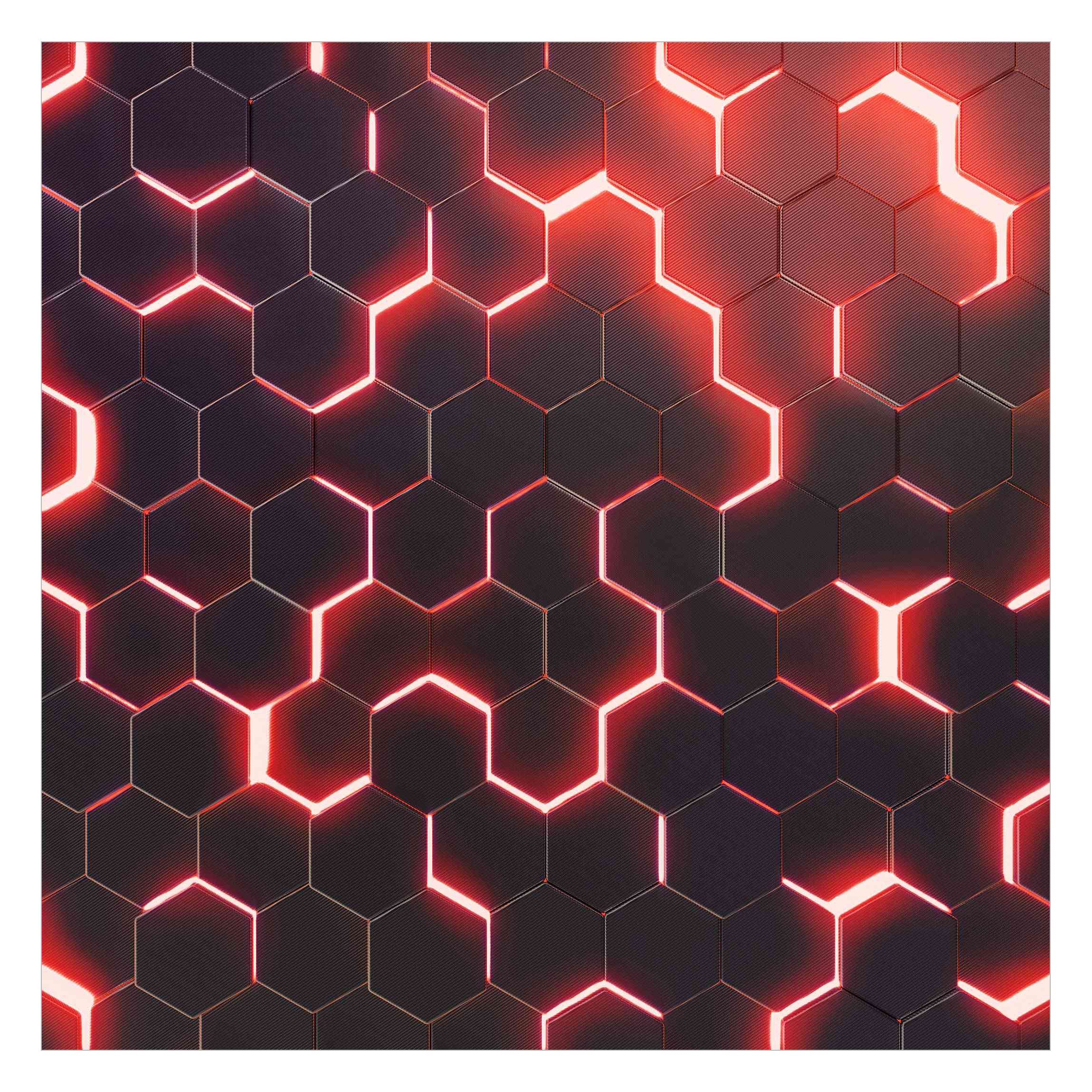 Bilderdepot24 Mustertapete Hexagone Neonlicht Rot 3D-Optik günstig online kaufen