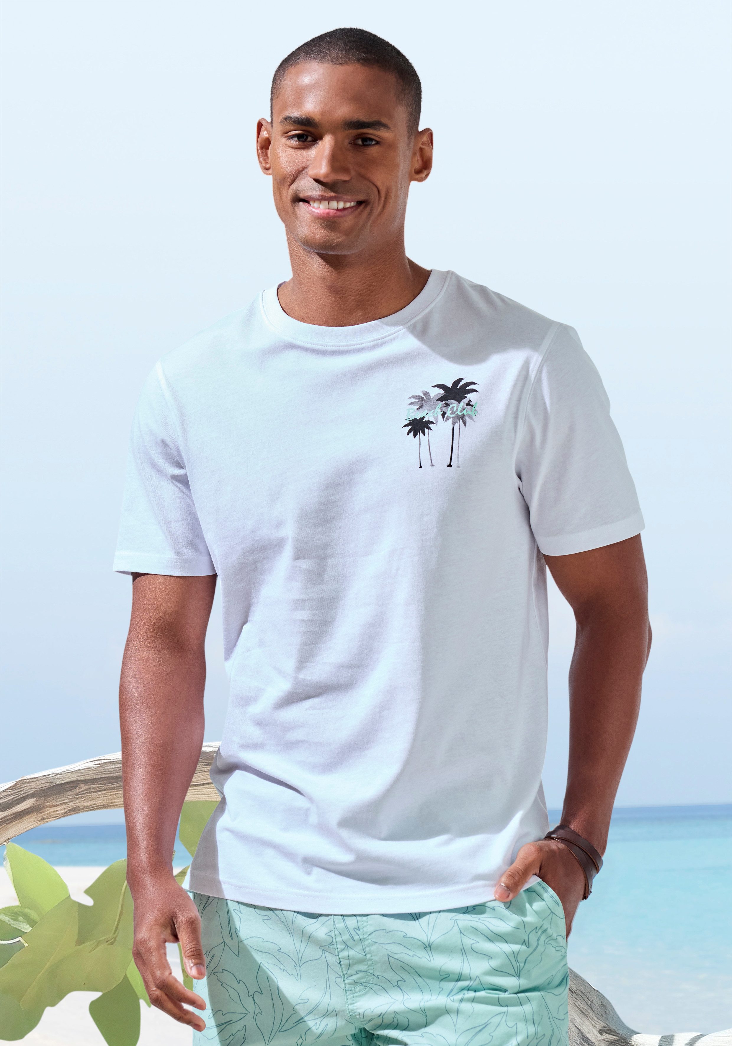 Beachtime T-Shirt mit großem Rückenprint Regular-Fit, mit Print vorn und hinten