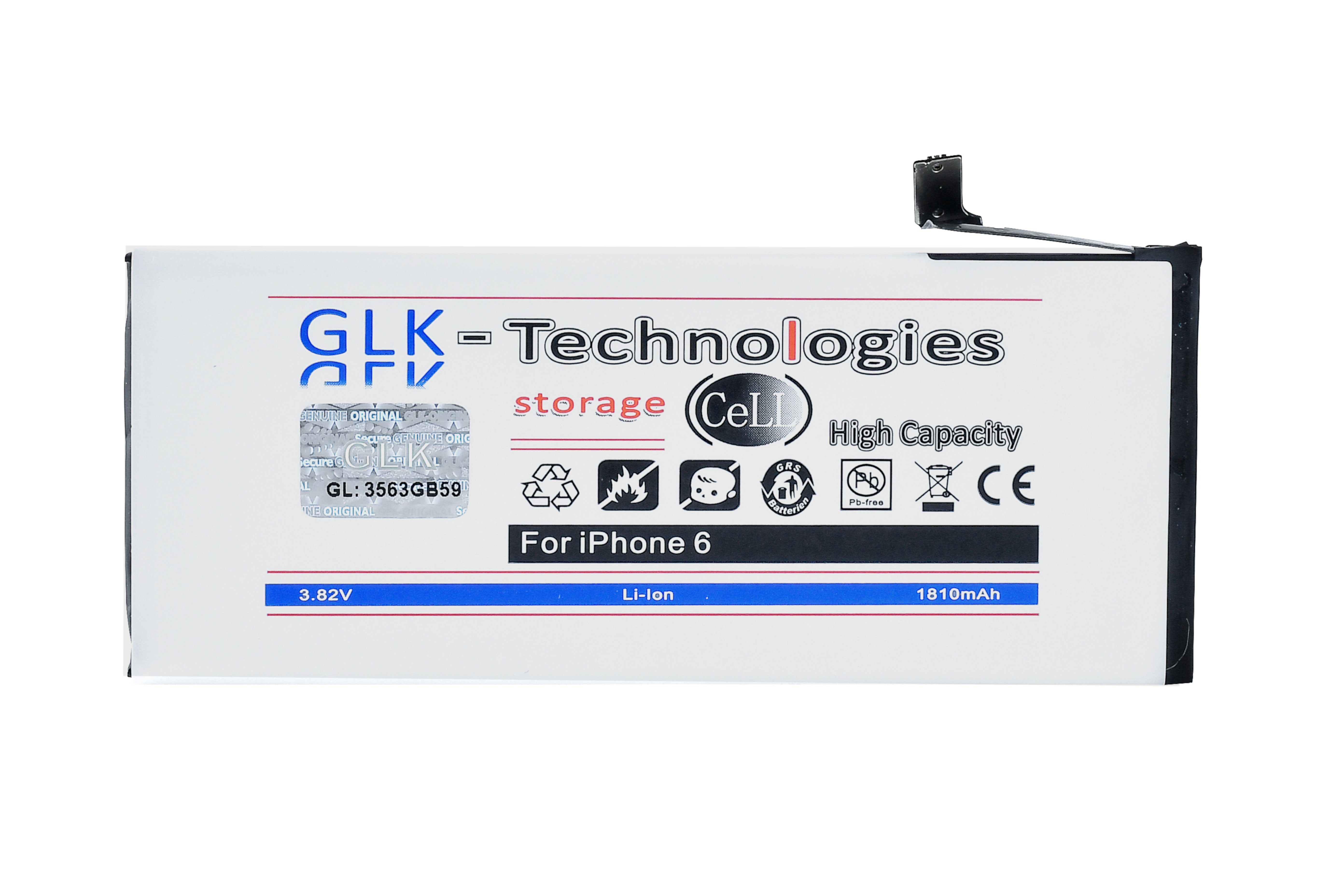GLK-Technologies mAh (3,8 Akku Akku Smartphone-Akku iPhone für 6 V) 1810 Ersatz Apple Verbesserter