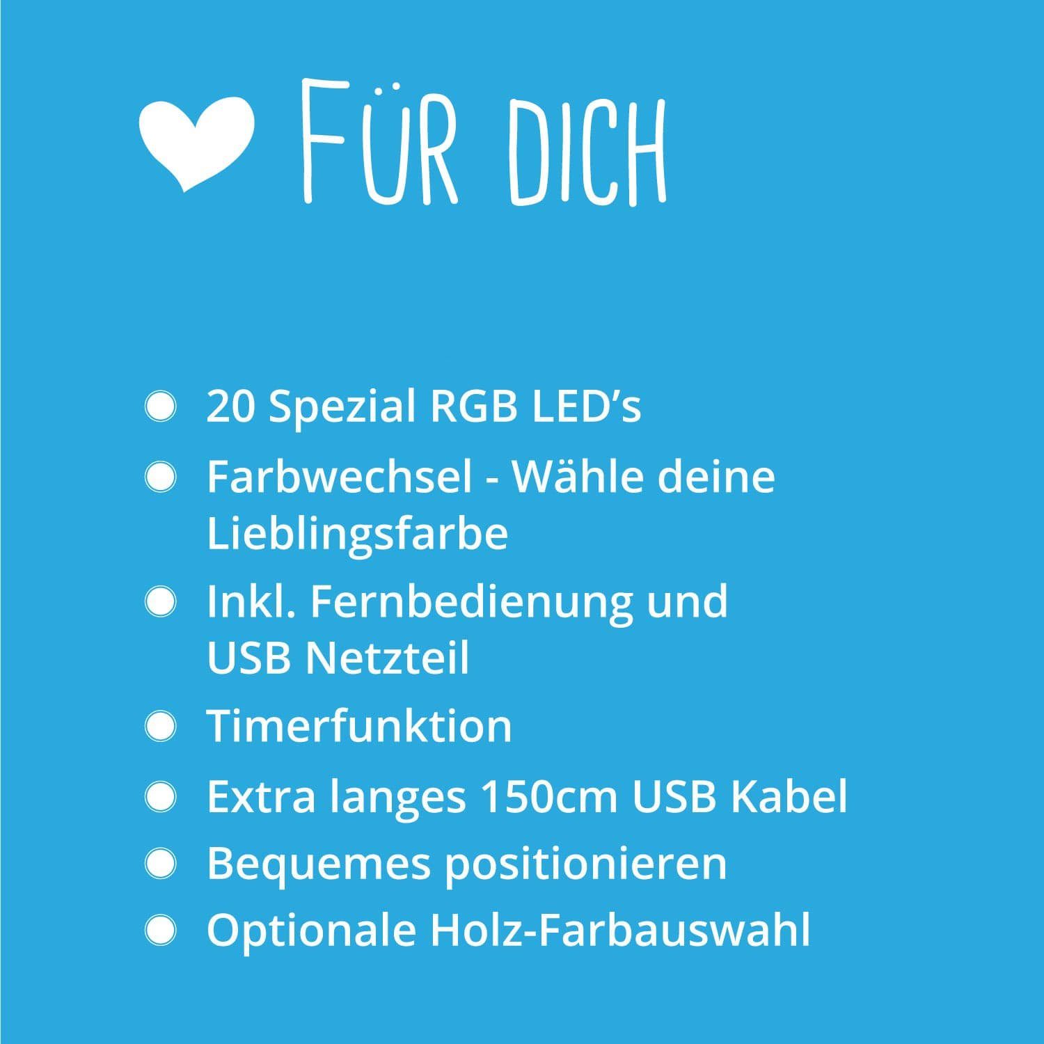 Namofactur LED Nachtlicht Farbwechsel Igel Farbwechsler Weiß LED aus WandLampe Holz, Kinderzimmer, fest integriert, Nachtlicht