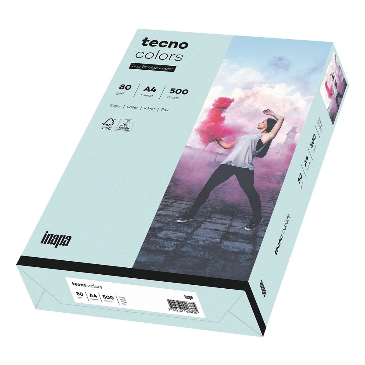 DIN tecno Inapa Format tecno hellblau A4, Rainbow Kopierpapier / Drucker- 80 Colors, und Pastellfarben, 500 Blatt g/m²,