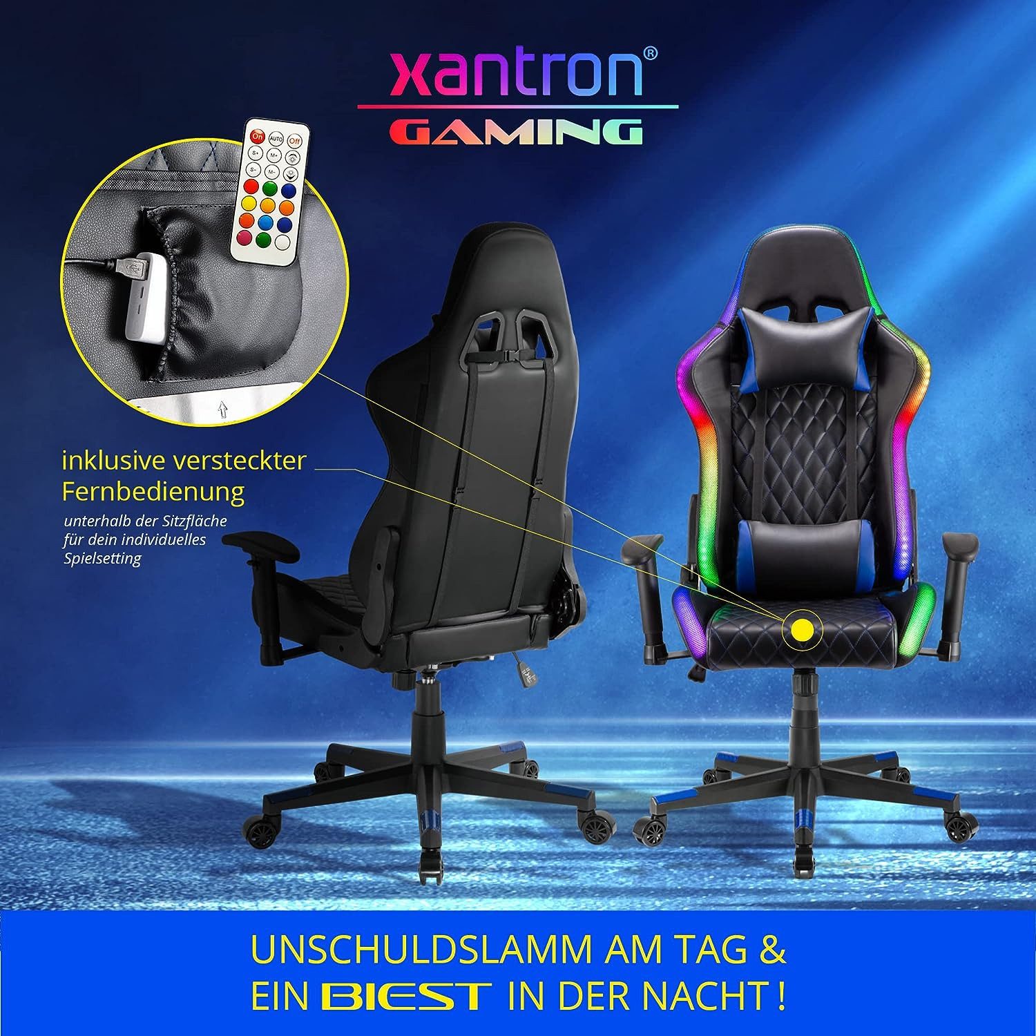 Xantron Gaming Chair Gamingsessel Gaming Stuhl RGB Beleuchtung - 150 kg Bel günstig online kaufen