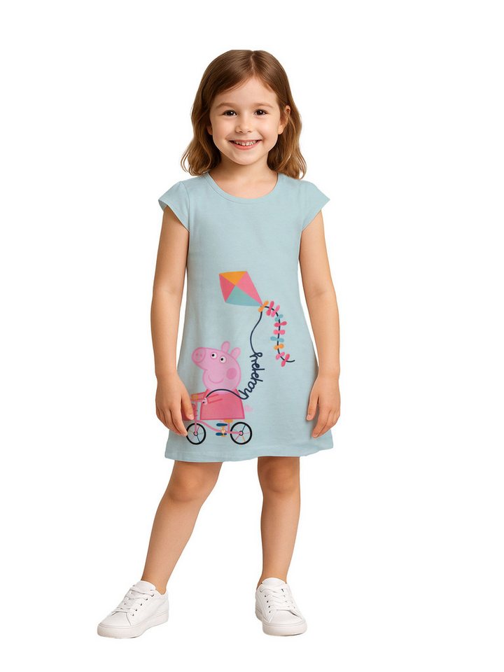 United Labels® A-Linien-Kleid Peppa Wutz - Happy - Fahrrad und Drachen
