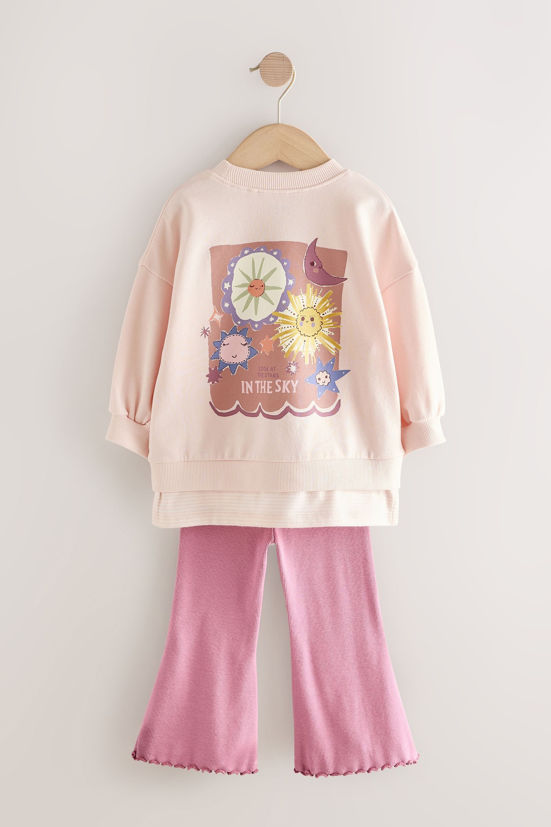 Next Langarmshirt & Leggings Langarmoberteil und Schlagleggings (2-tlg)
