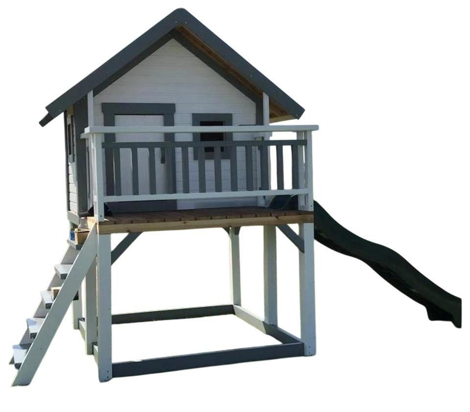 JVmoebel Spielhaus Kinder Spielturm mit Rutsche und Baumhaus-Feeling in Weiß, Made in Europe
