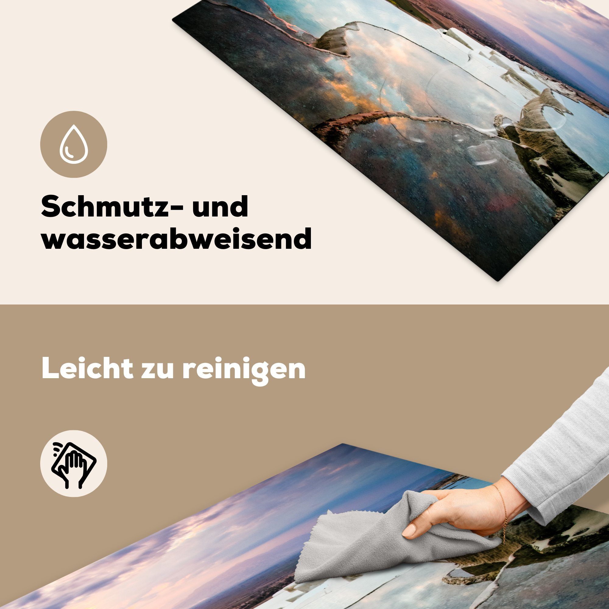 cm, die Sonnenuntergang 81x52 küche, Induktionskochfeld Herdblende-/Abdeckplatte (1 Pamukkale in Ceranfeldabdeckung über MuchoWow der Vinyl, Schutz tlg), Türkei, für