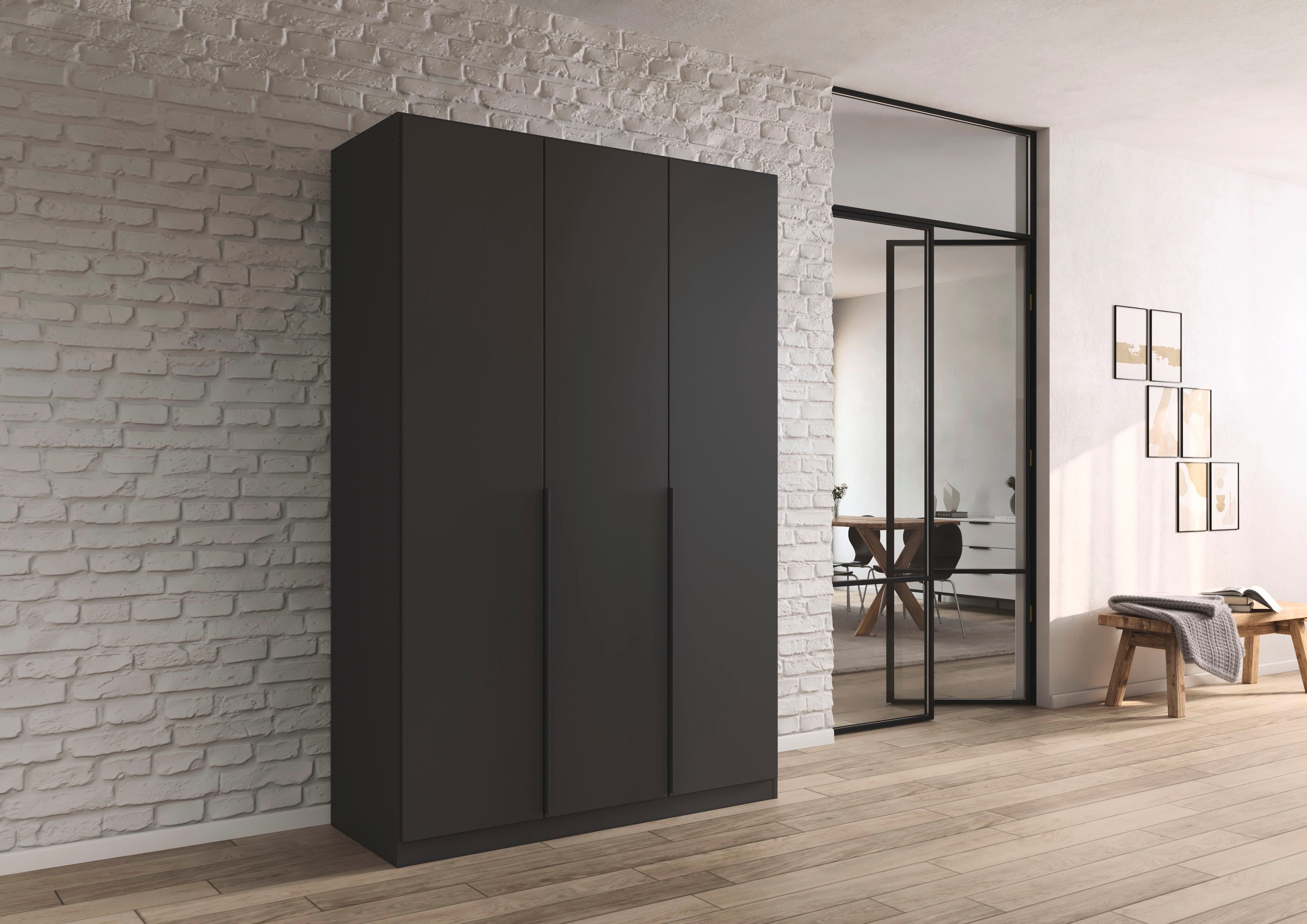 OTTO home Drehtürenschrank Kleiderschrank Schrank Garderobe AGORDO Schlafzimmer (in zwei Griff-Farben, Breiten 91-405 cm, Dekor- oder Hochglanzfront) durchdachte Innenausstattung, in 8 Breiten und 2 Höhen MADE IN GERMANY