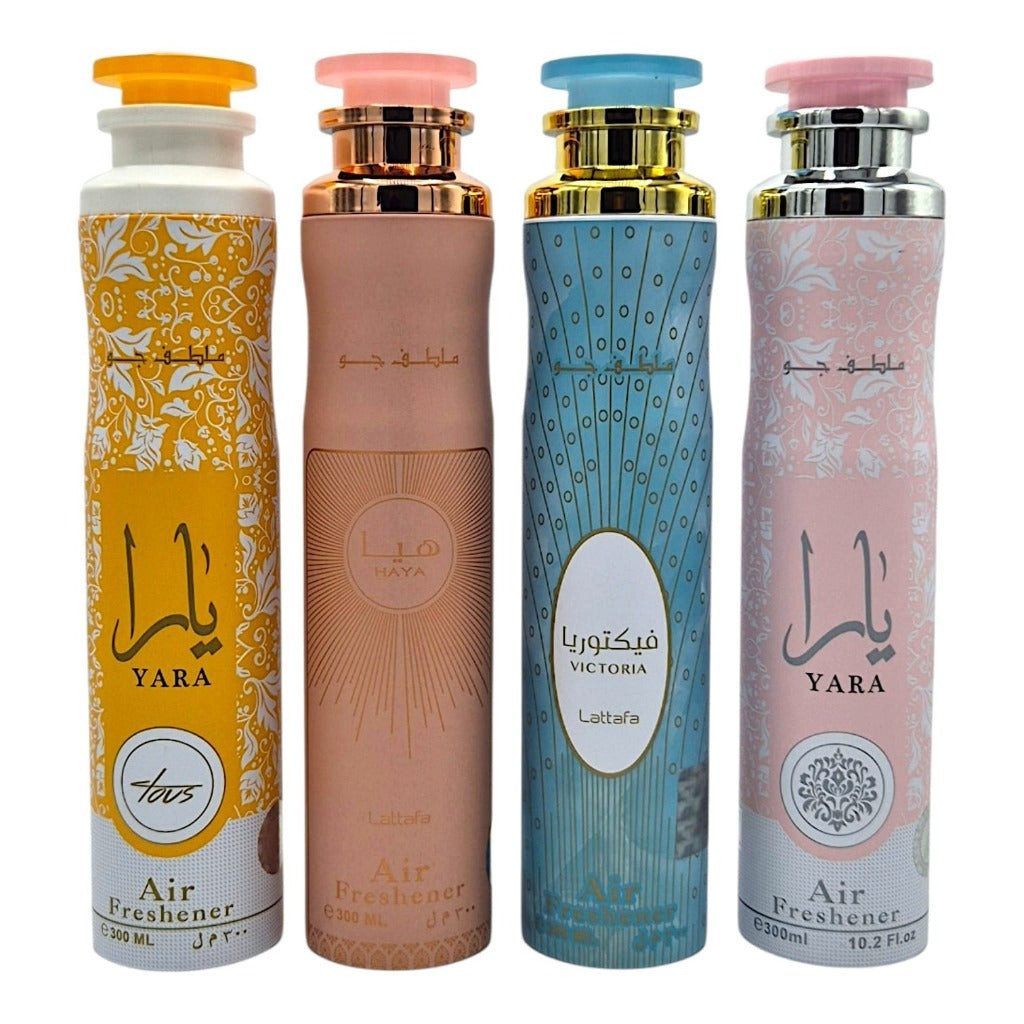 Lattafa Raumduft Raumspray Air Freshener Yara, Yara Tous, Victoira, Haya 4 x 300 ml