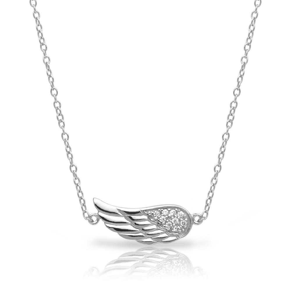 Silberkette Unique Kette Flügel-Anhänger 925er Silber Zirkonia SN0286