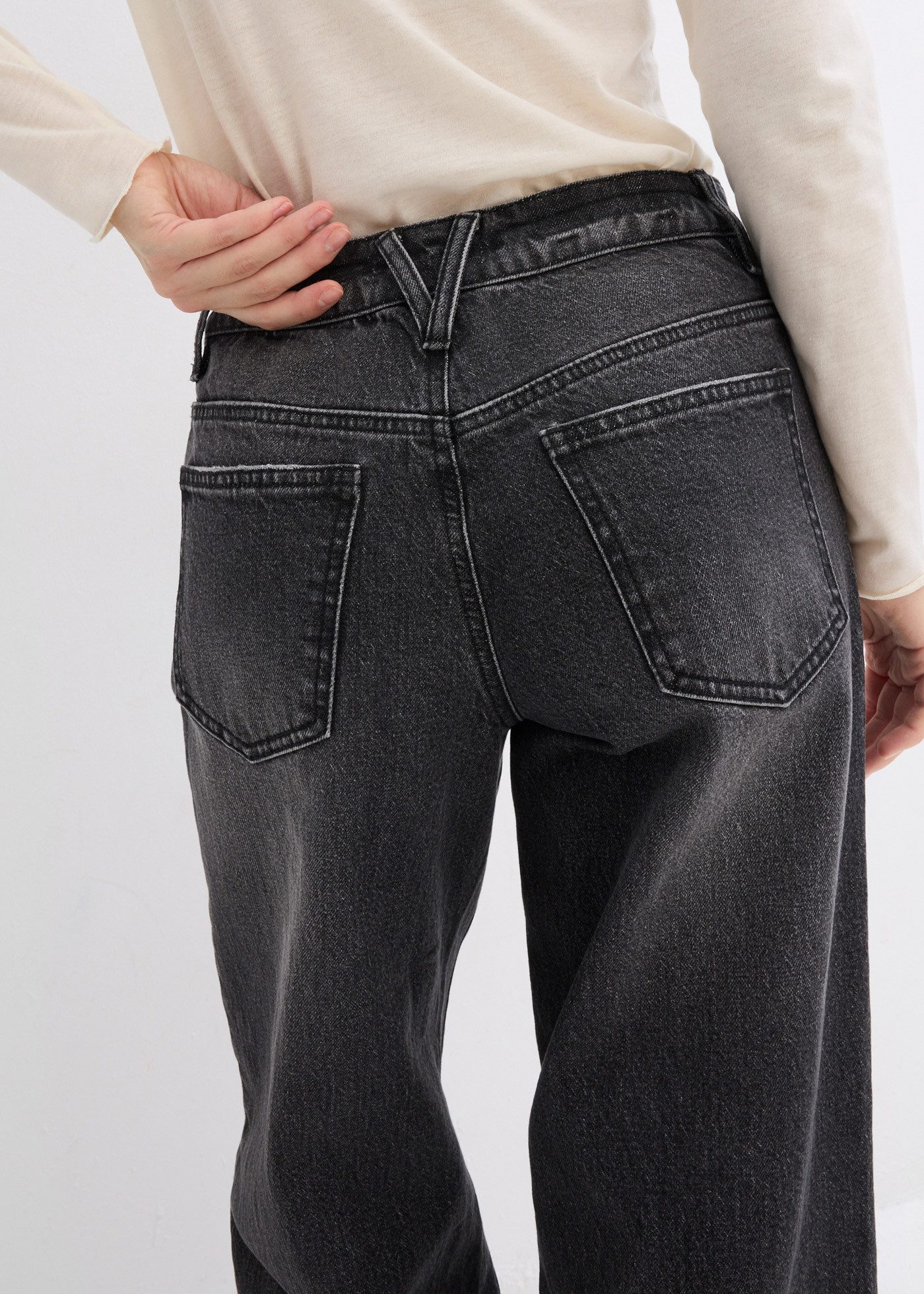 bonprix Weite Jeans (1-tlg) mittlere Bundhöhe, aus festem Baumwoll-Denim, mit Zip Fly und Knopf