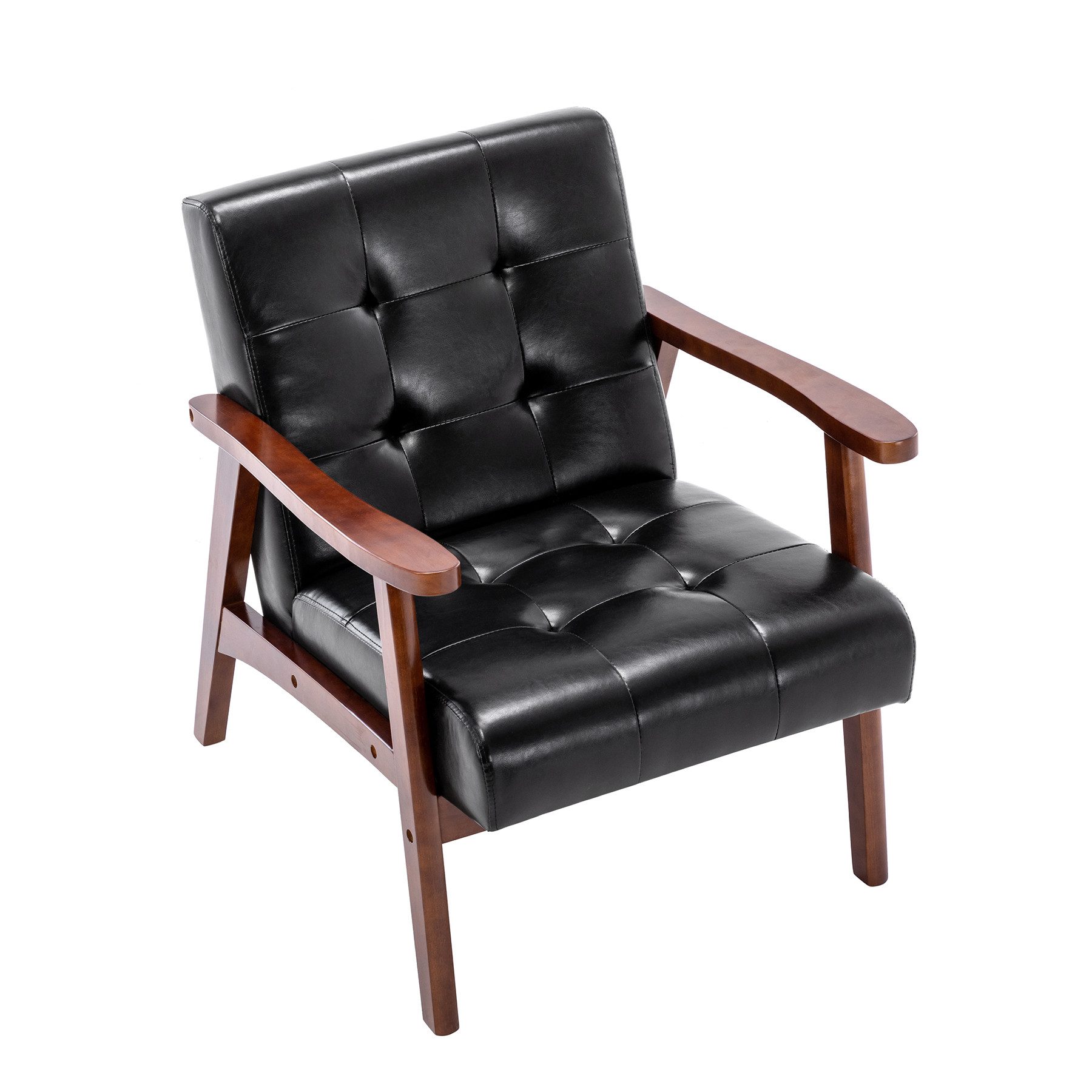 HomeMiYN Loungesessel Retro Holzsessel Loungesessel Polsterstuhl günstig online kaufen