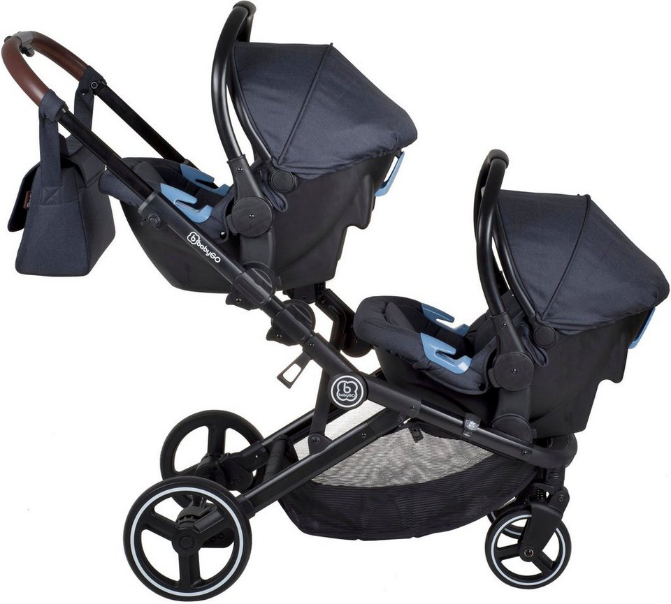 BabyGo Babyschale Twinner, grau, ab: ab Geburt, ab: 0 kg, bis: 13 kg, inkl. 2  Adapter, für Kinderwagen Twinner