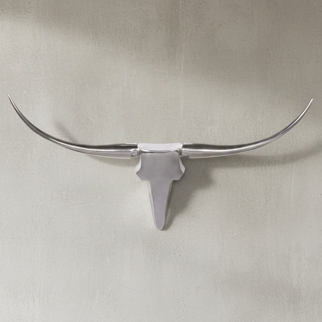 KADIMA DESIGN Wanddekoobjekt Bull Geweih, Elegante Aluminium-Wanddekoration für Zuhause, Aluminium