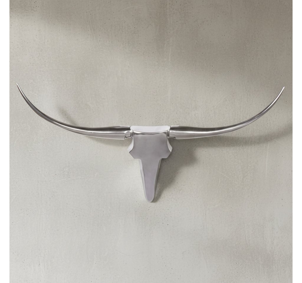 KADIMA DESIGN Wanddekoobjekt Bull Geweih, Elegante Aluminium-Wanddekoration für Zuhause (Wandmontage, Unikat, Handgefertigt), Wandmontage, Unikat, Handgefertigt