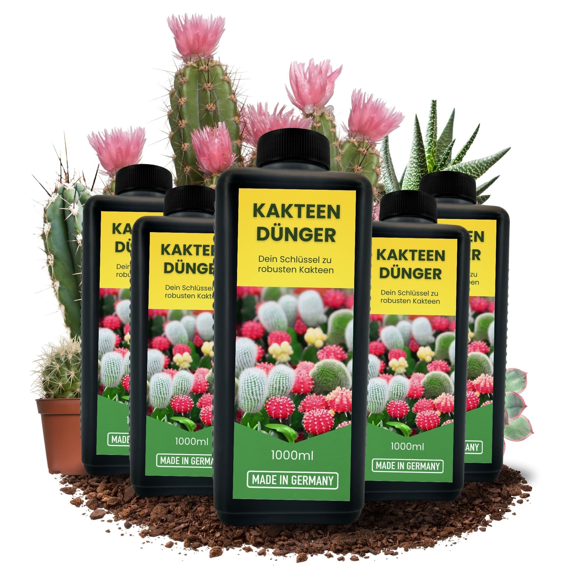 TronicXL Langzeitdünger 5L Kakteendünger Konzentrat MADE IN GERMANY Sukkulentendünger Kakteen, Flüssigdünger, 5-St., 5 x 1 Liter, Sukkulenten Dünger flüssig 5000ml Kaktusdünger Kaktus