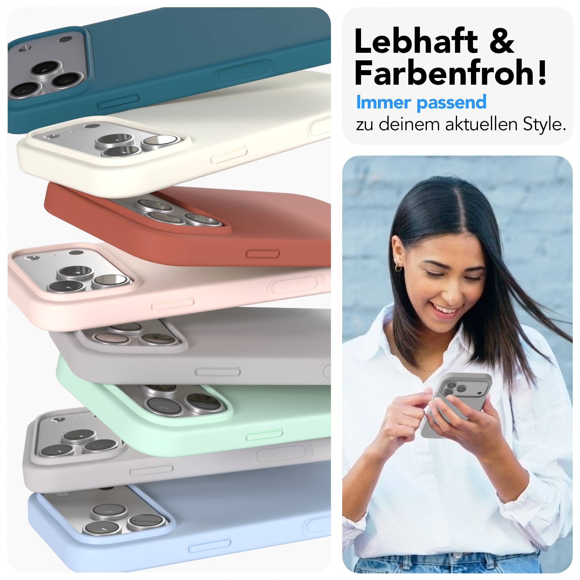 EAZY CASE Handyhülle für Apple iPhone 17 Pro Max Hülle Silikon 6,9 Zoll, Schutzhülle Silikon MagSafe mit Kameraschutz Handyschutz Hellgrau – Bild 2 von 5