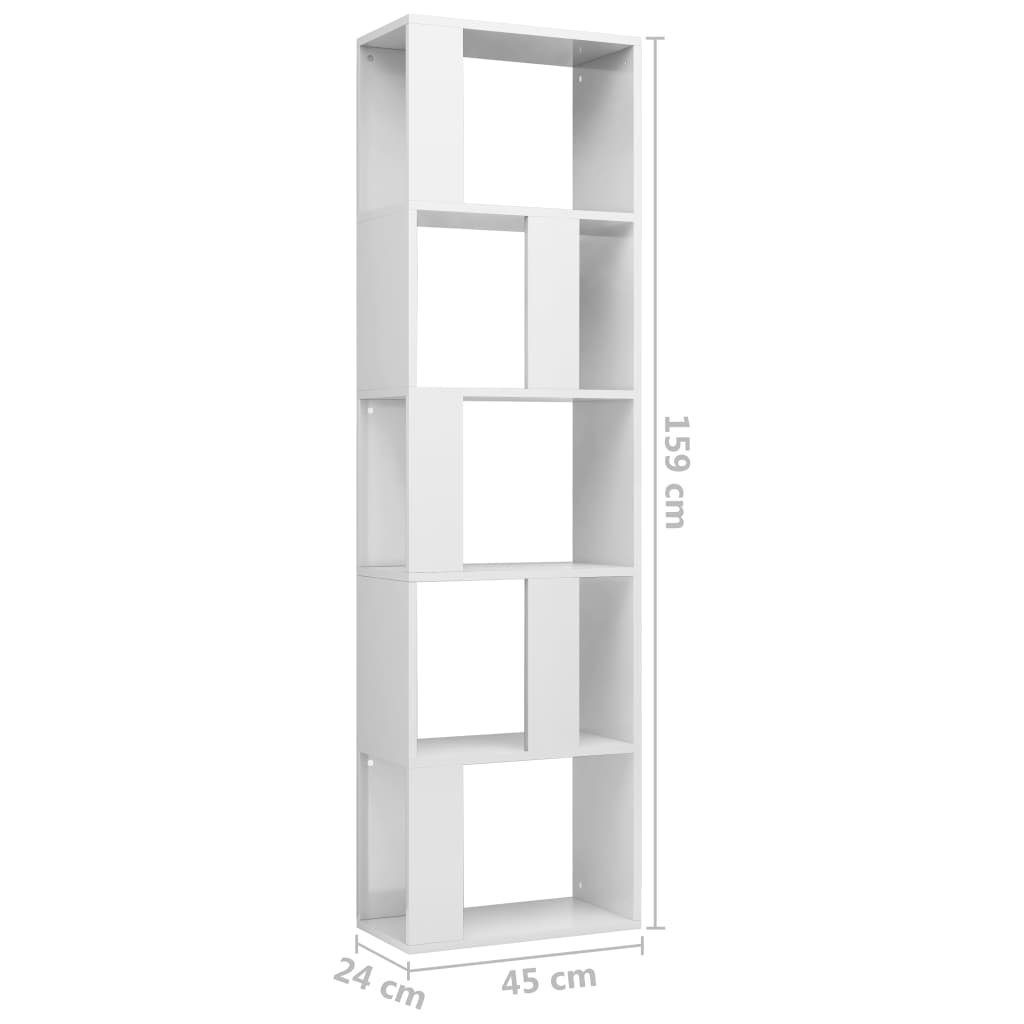 45x24x159cm Hochglanz-Weiß Holzwerkstoff, Bücherregal/Raumteiler vidaXL 1-tlg. Bücherregal