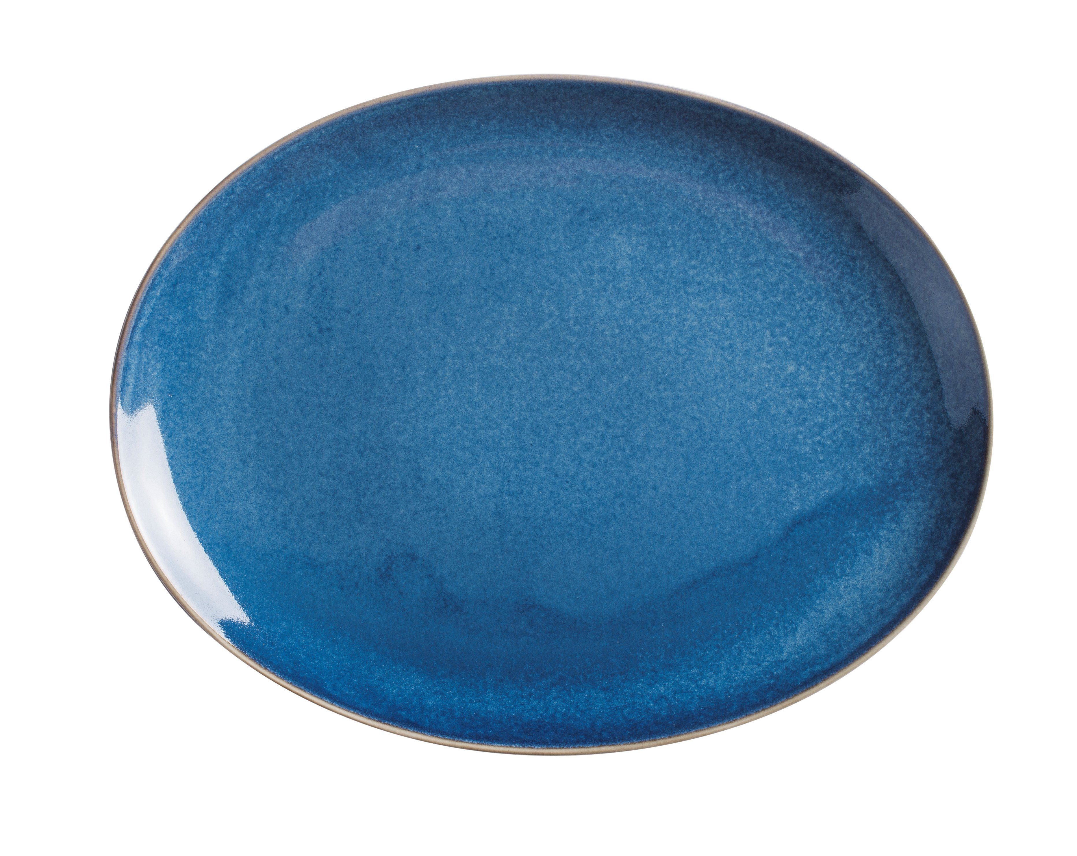 Kahla Servierplatte oval Homestyle 32 cm, Porzellan, Handglasiert, Made in Germany atlantic blue