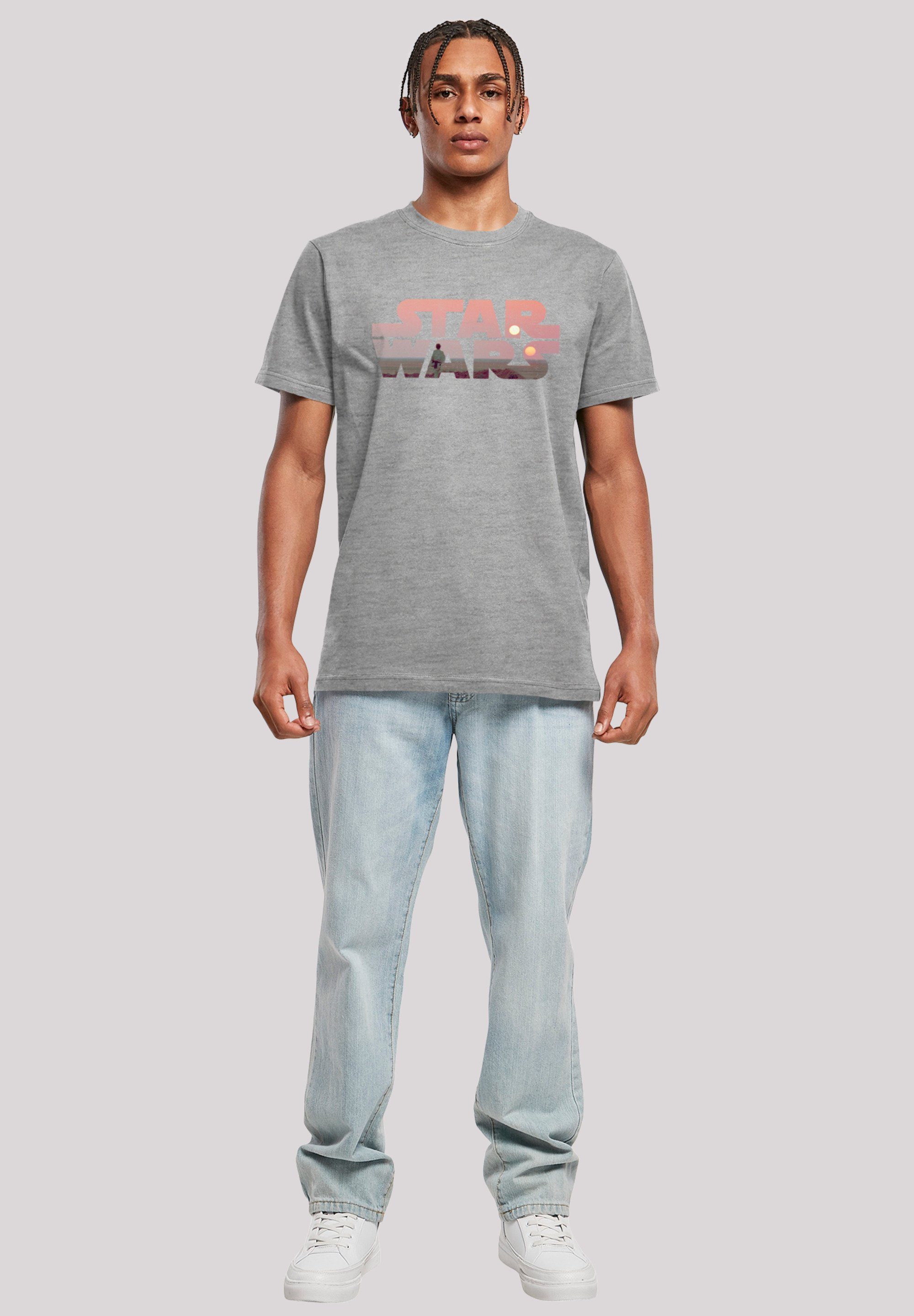 Star heather Wars Print grey T-Shirt Tatooine F4NT4STIC Logo