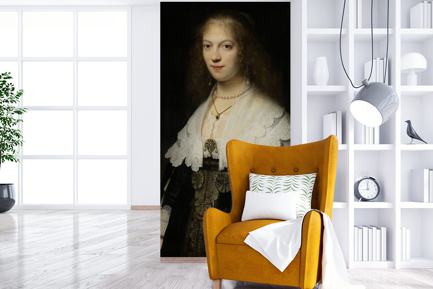 MuchoWow Fototapete Porträt einer Frau, bedruckt, St), Vliestapete von - Maria möglicherweise für Küche, Matt, Gemälde Wohnzimmer Trip Fototapete Rembrandt, (2 Schlafzimmer
