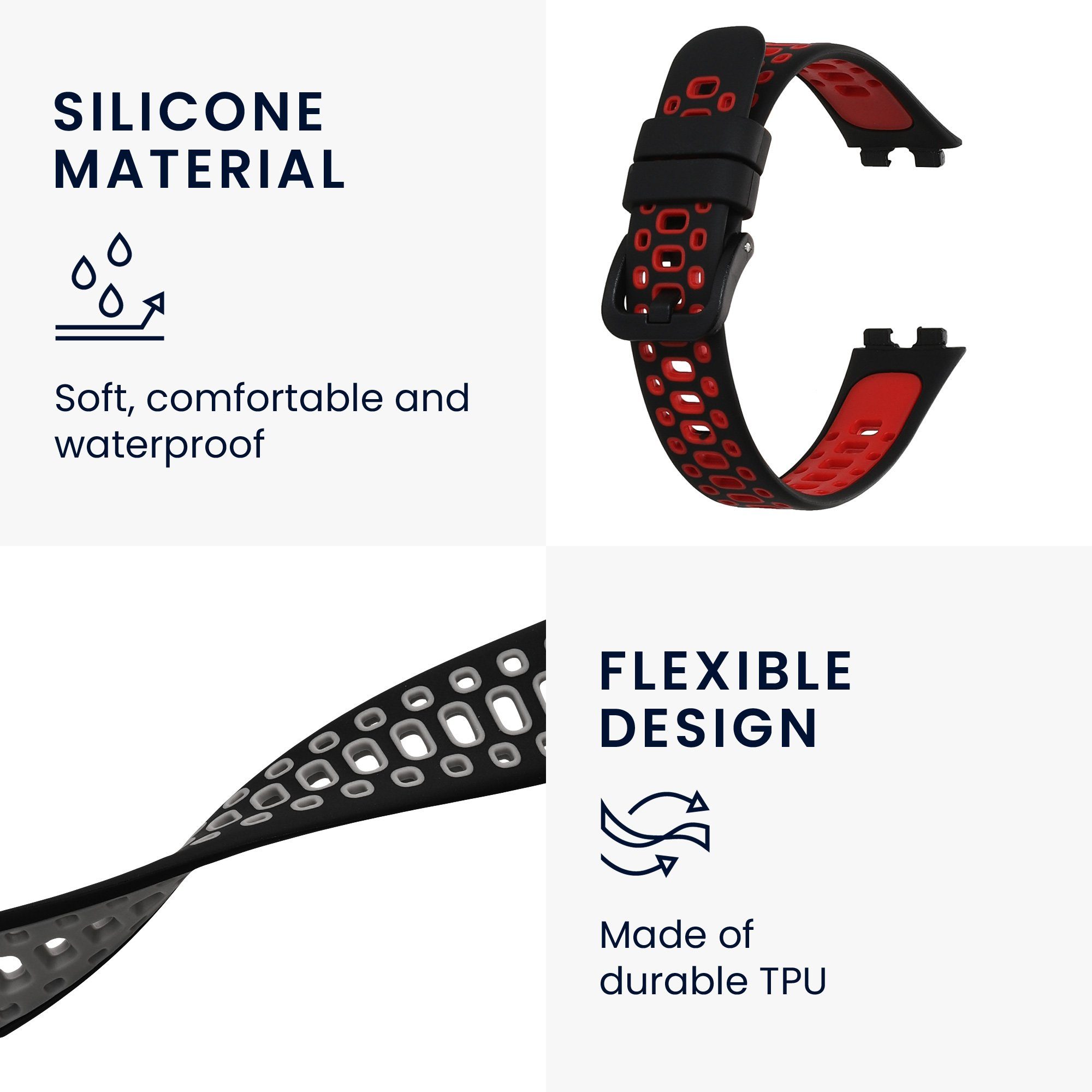 kwmobile 2x Sportarmband für Huawei Band 10 / 9 / 8 Smartwatch, 2-tlg., Armband TPU Silikon Set Fitnesstracker