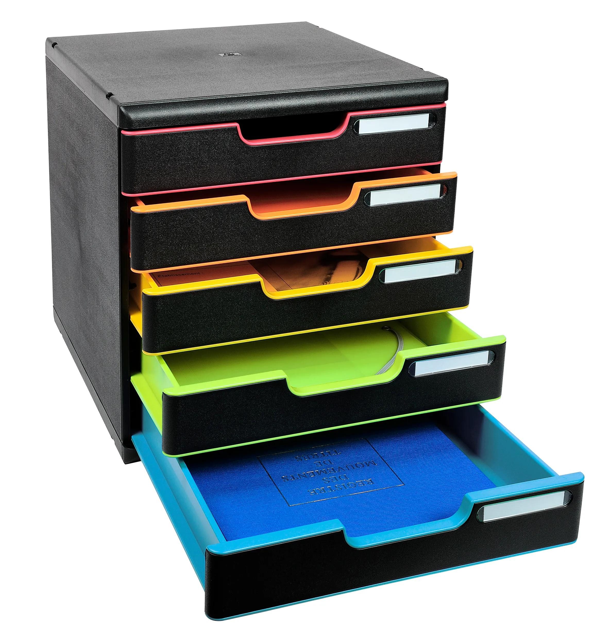 EXACOMPTA Schubladenbox Schubladenbox MODULO A4 5 geschlossene Schub Schwarz/Harlekin 301914D, Boxen modulierbar