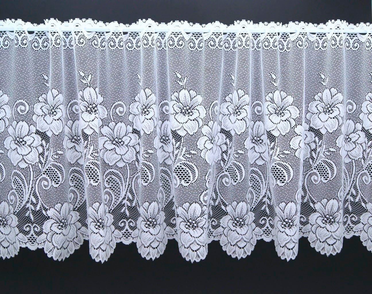 Stangendurchzug, Scheibengardine Weckbrodt, halbtransparent, St), (1 Bordüre, Kante Jacquard, Stangendurchzug floral, Montello, Gardine, geblümt, Bistro,