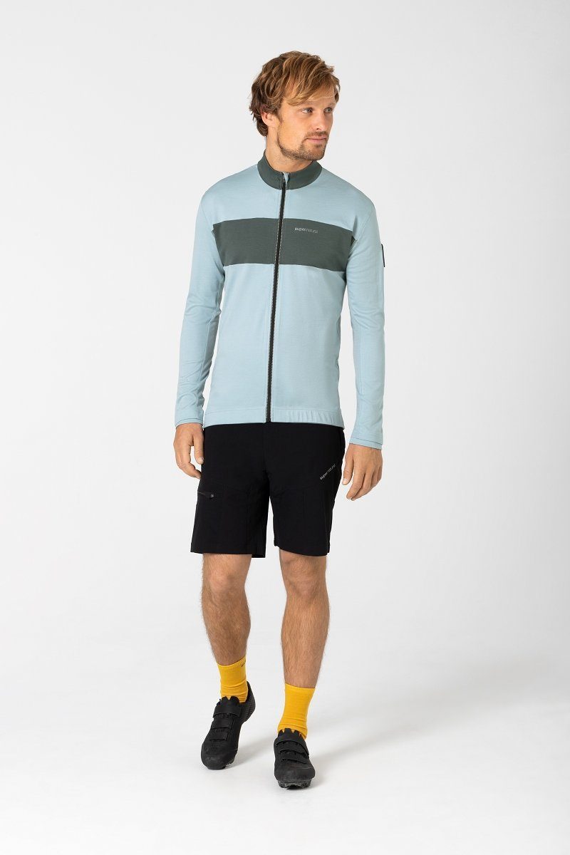 SUPER.NATURAL Radtrikot Merino Fahrradtrikot M GRAVIER LS JERSEY Merino-Materialmix mit reflektierenden Logos
