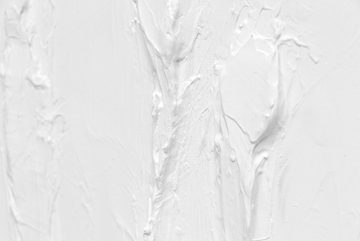 YS-Art Gemälde Life III, Abstraktion, Leinwand Bild Handgemalt Ton in Ton Weiß Abstrakt mit Rahmen