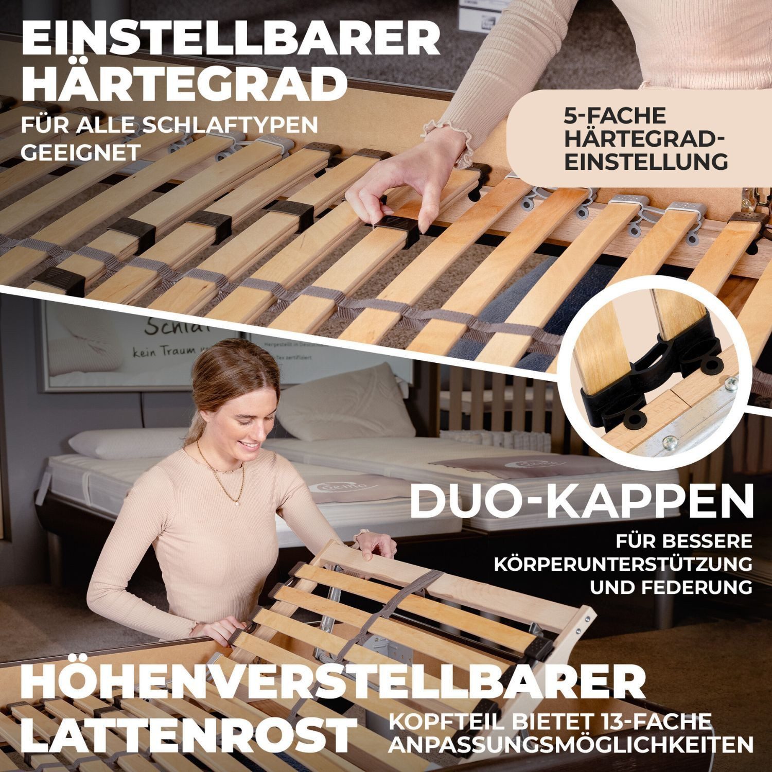 Lattenrost, Coemo, Kopfteil manuell verstellbar, Fußteil nicht verstellbar, 2 Stück, ERGO K 90x200 Doppelpack Partnerset, Liegefläche 180x200 Selbstmontage