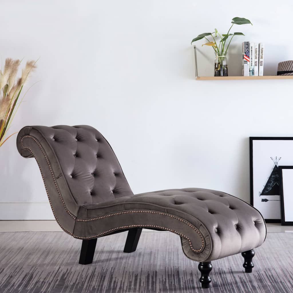vidaXL Sitzbank Chaiselongue Grau Samt Liegesofa Wohnzimmer Relaxliege