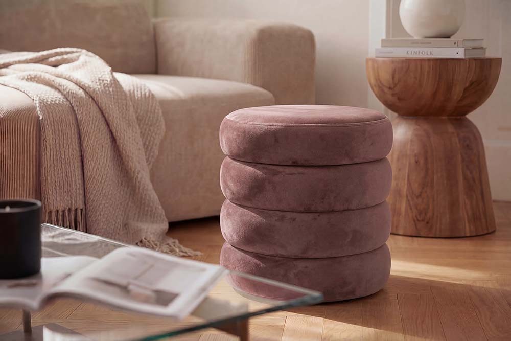 riess-ambiente Polsterhocker VOGUE 40cm rosa - Samt, mit Stauraum, gepolstert, rund, retro (Einzelartikel, 1 St), Eleganter Sitzhocker - ideal f. Ankleide, Flur, Wohnzimmer & Garderobe