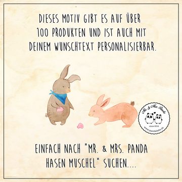 Mr. & Mrs. Panda Windlicht Hasen Muschel - Schwarz - Geschenk, Windlicht Gravur, Teelicht, Freun (1 St), Handgefertigte Gravur