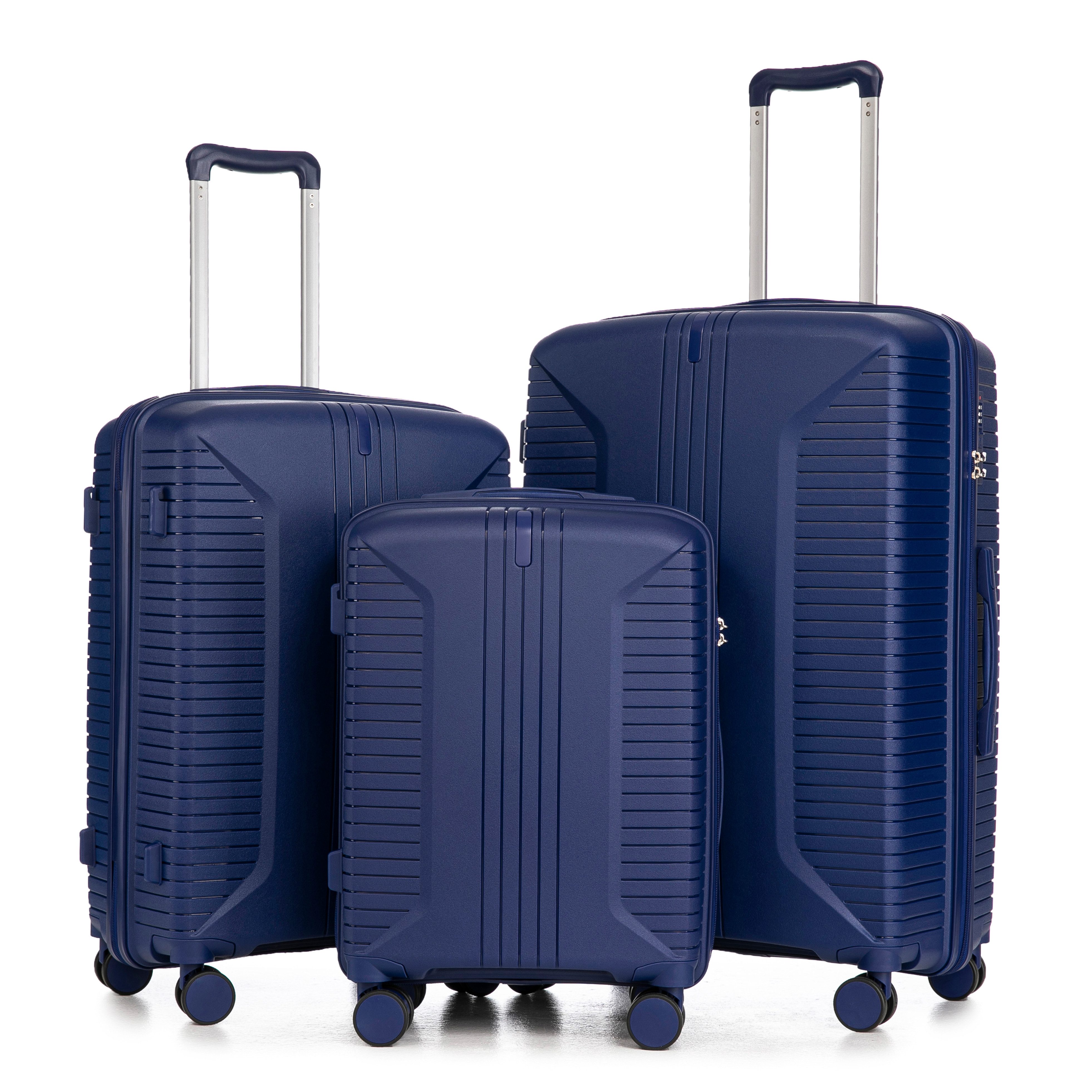 Totnz Trolleyset 20/24/28 Zoll 3-teiliges PP-Spinner-Kofferset, 4 Rollen, (3 tlg., mit Seitenhandgriffen, Aufhängehaken & Schutzfüßen), Integriertes Zahlenschloss