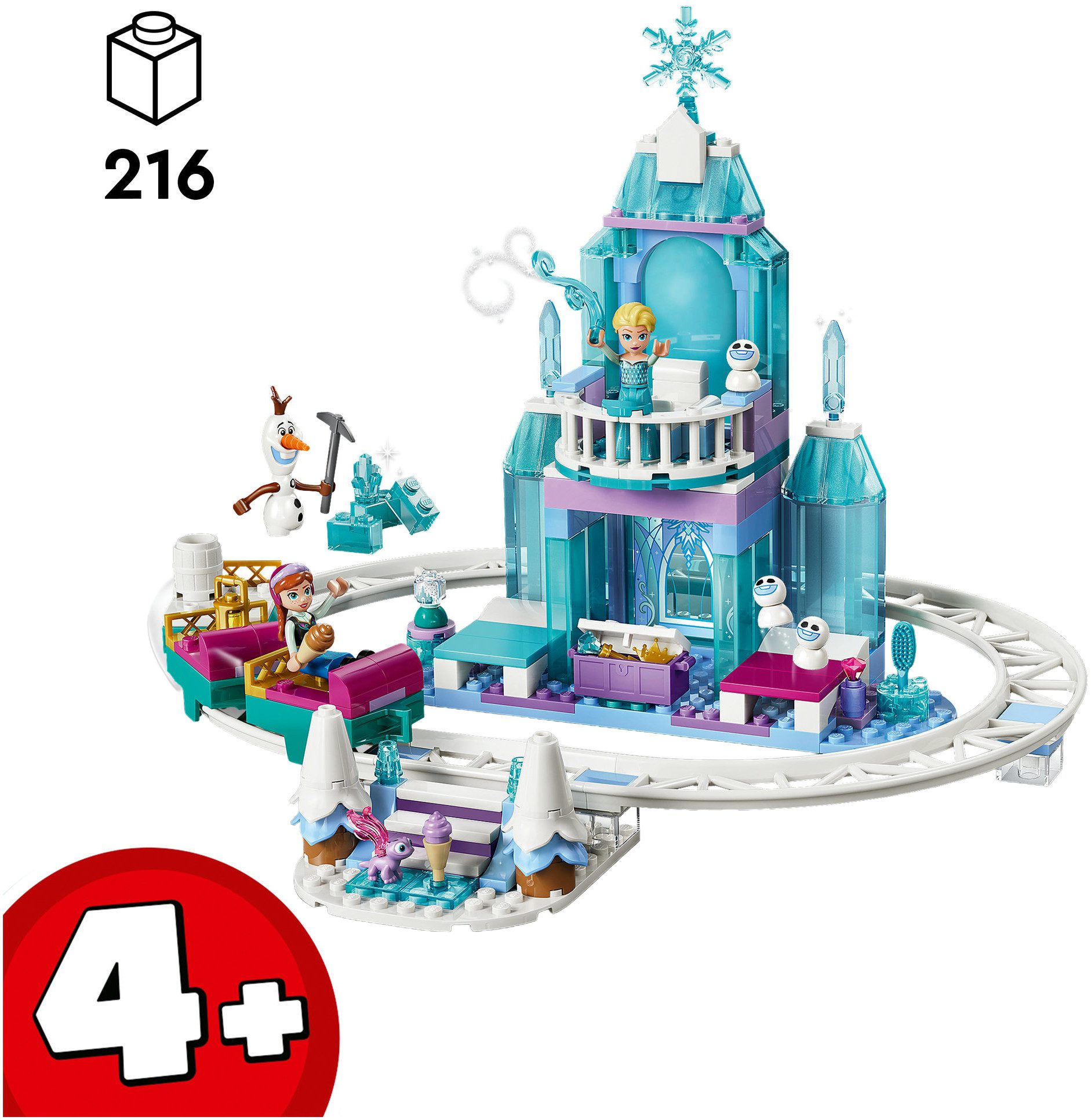 LEGO® Elsas Schlittenfahrt um den Eispalast (43281), LEGO Disney Princess Konstruktionsspielsteine, (216 St), Made in Europe