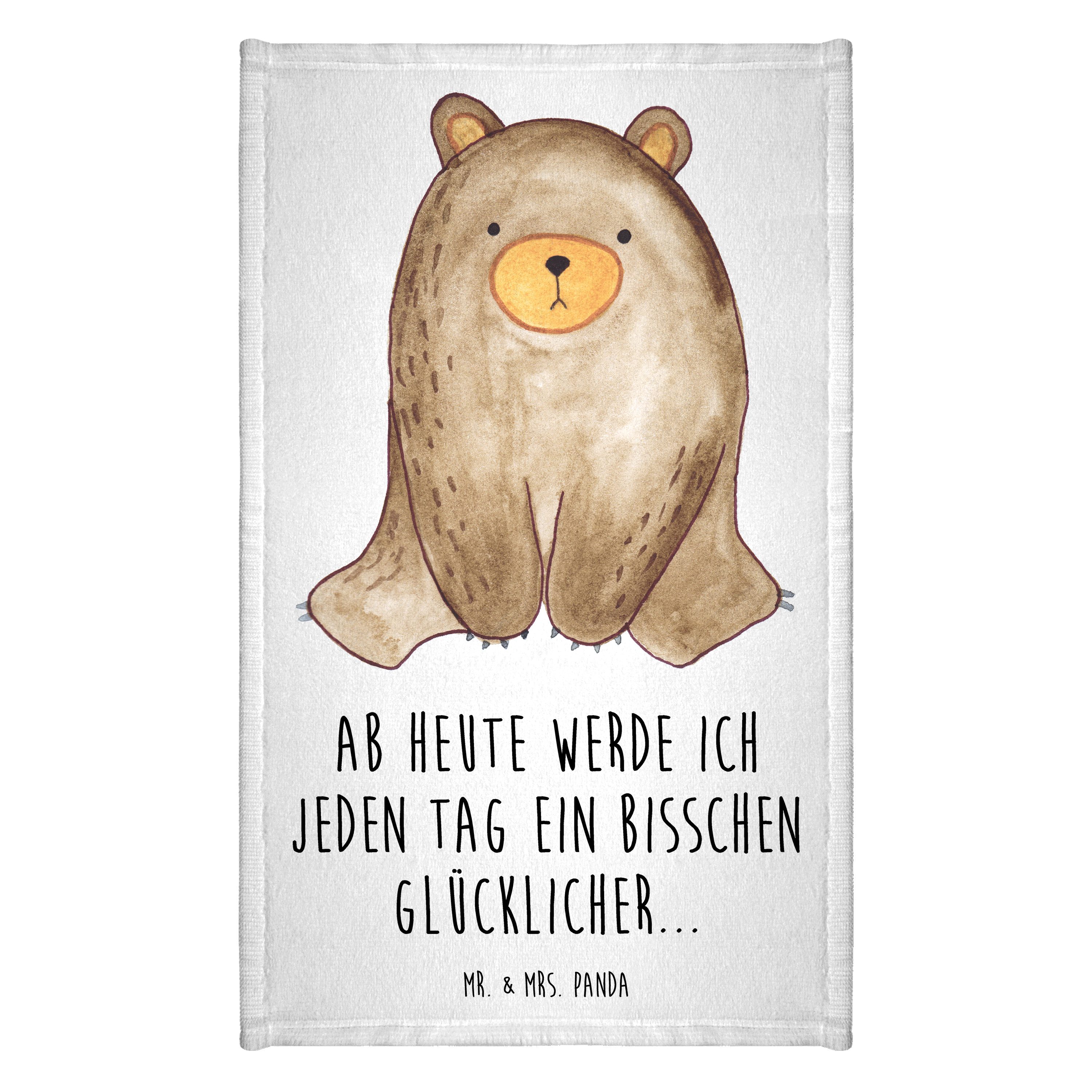 Handtuch Bär sitzend - Weiß - Geschenk, Sport Handtuch, Teddybär, Kinder Handt