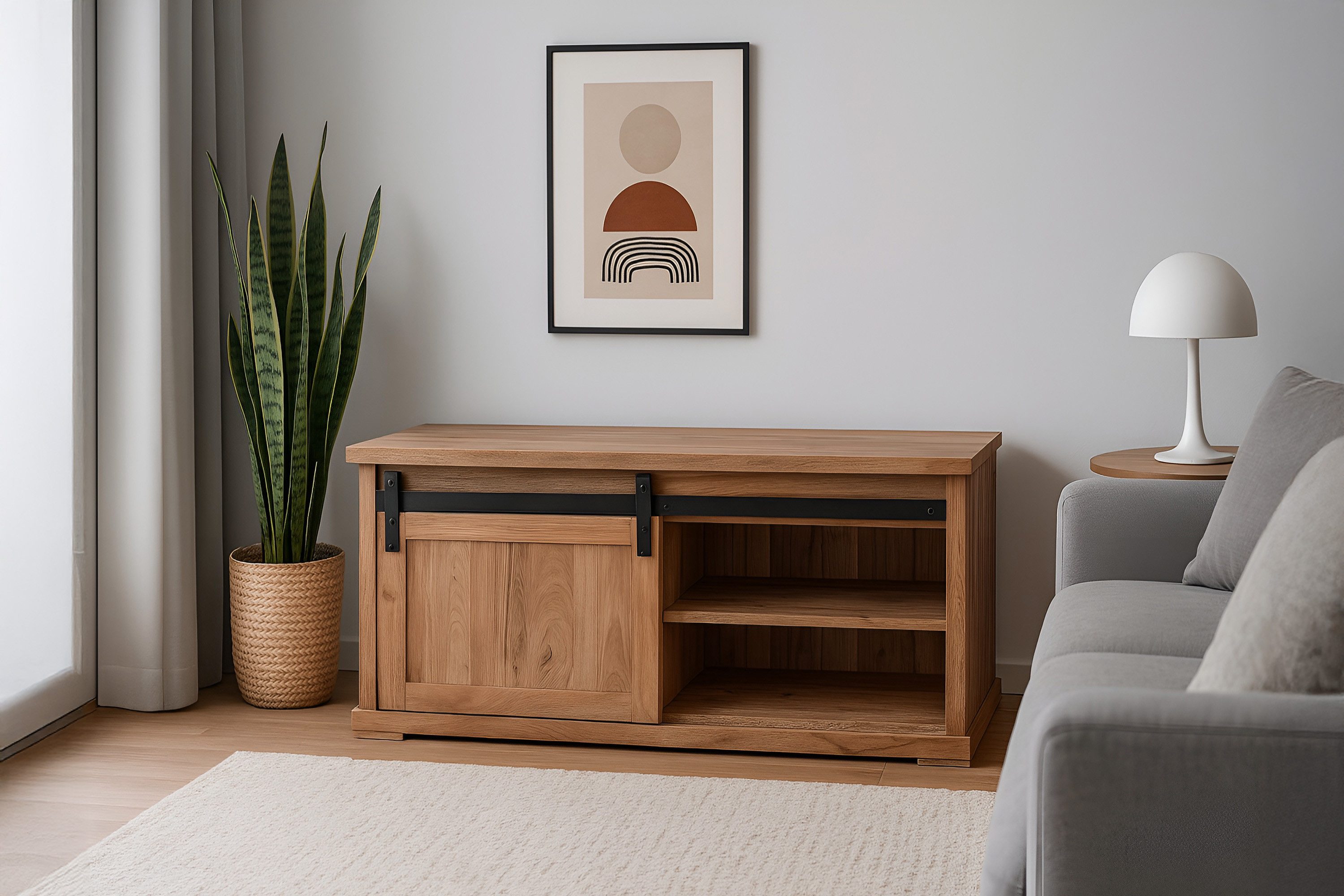 SAM® Couchtisch Fritz, Akazienholz, mit Baumkante oder gerader Kante, Industrial-Design