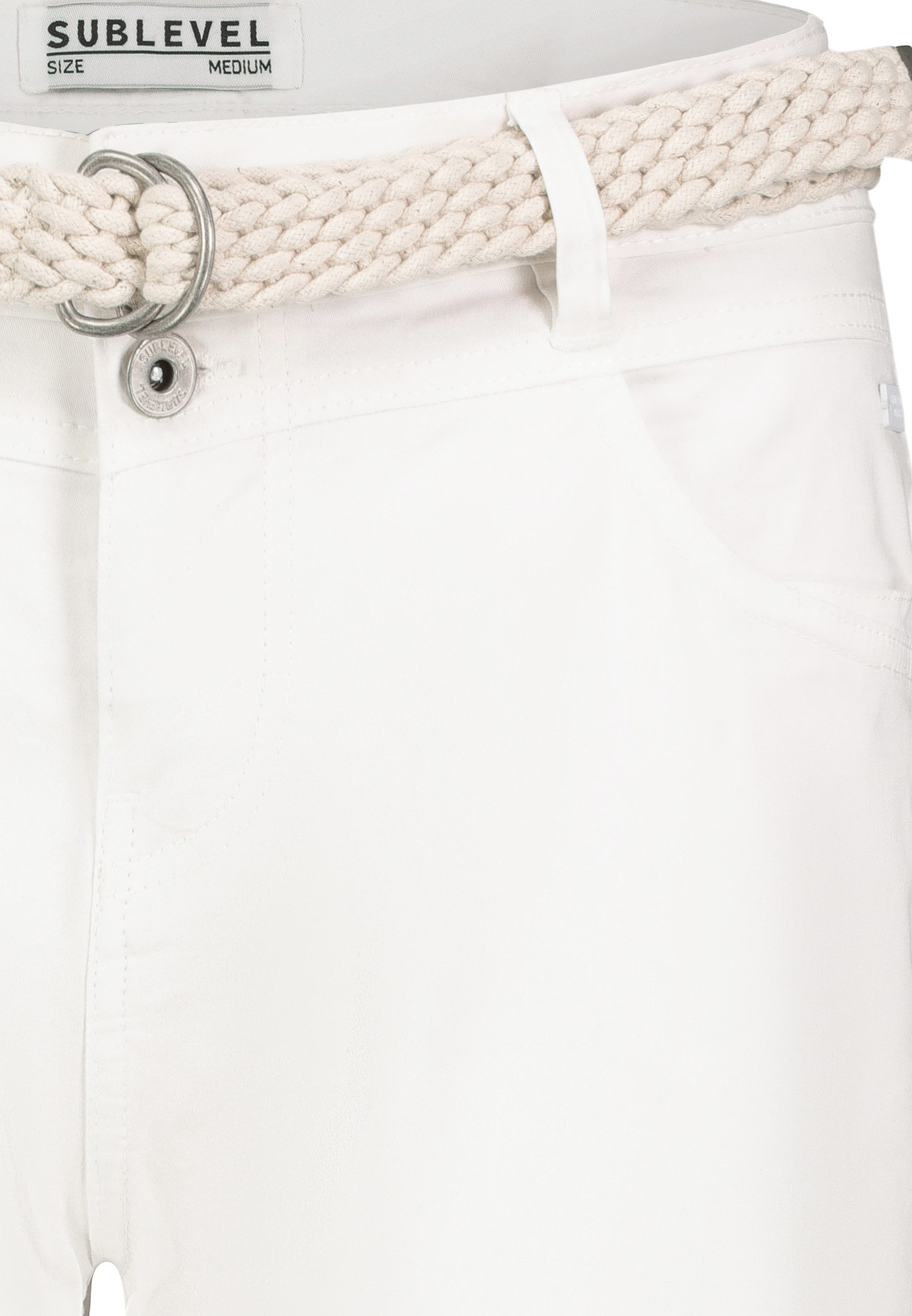 SUBLEVEL Bermudas Kurzes Design mit Flechtgürtel und gekrempeltem Saum Twill Bermuda Shorts