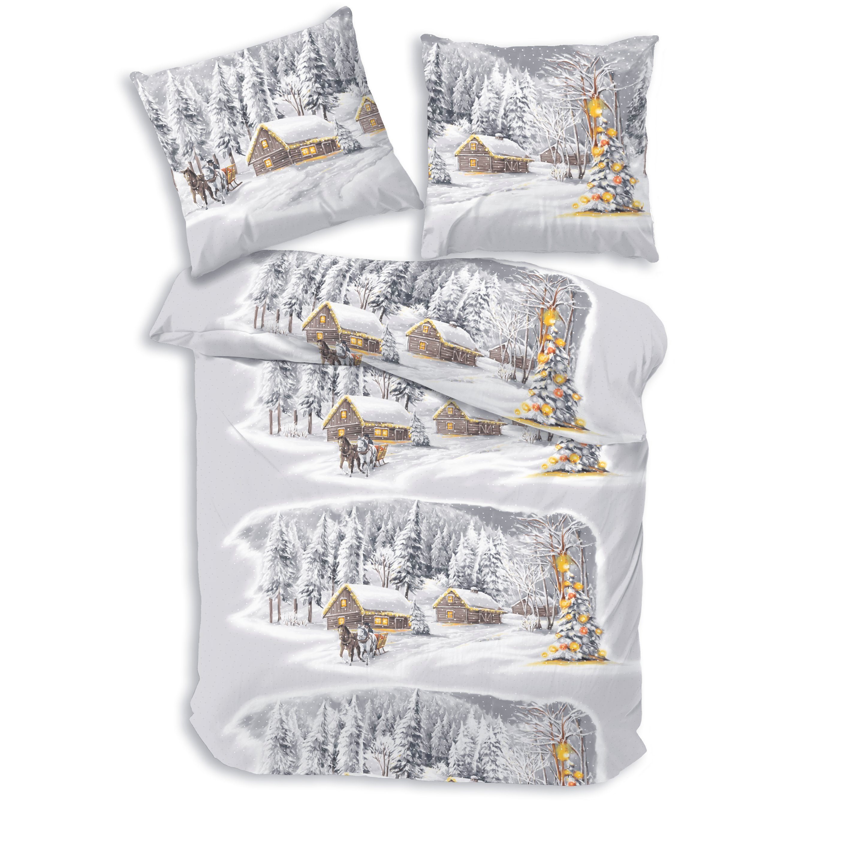 LINKHOFF Bettwäsche Biber Bettwäsche 135x200 / 155x220 Rentiere in Winterla günstig online kaufen