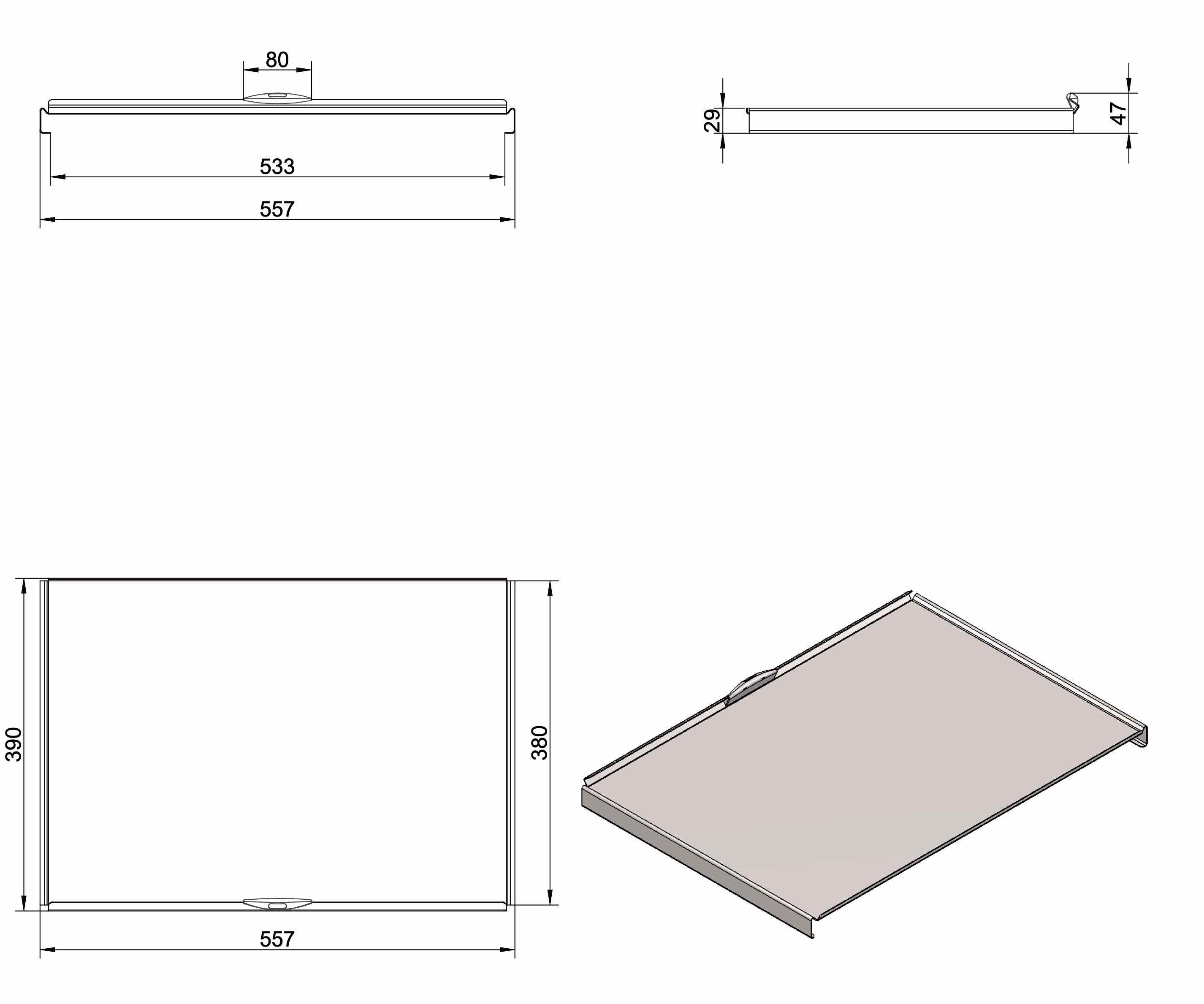 Naber Einbaumülleimer NABER COX Gesamtdeckel, silber - 600 mm